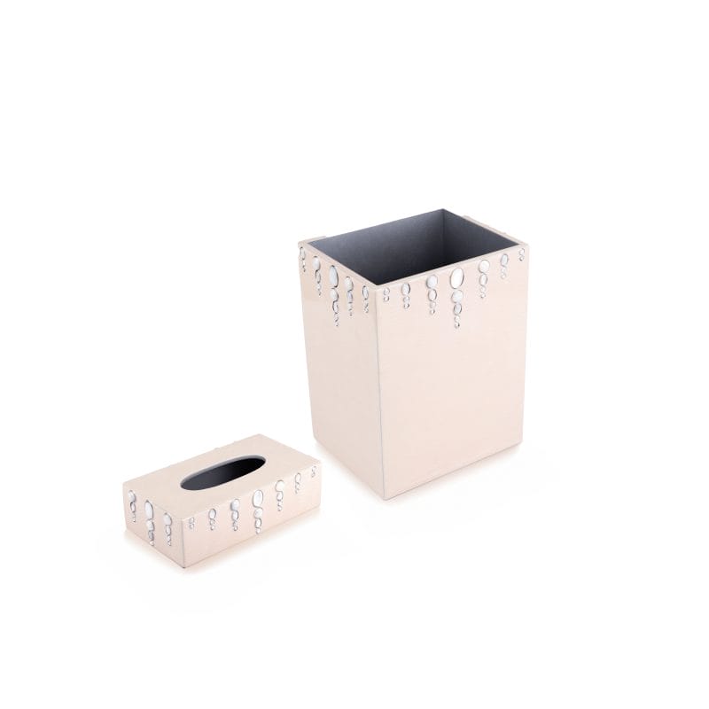 Mike + Ally. A Set of Wastebasket & Tissue Box with Stones