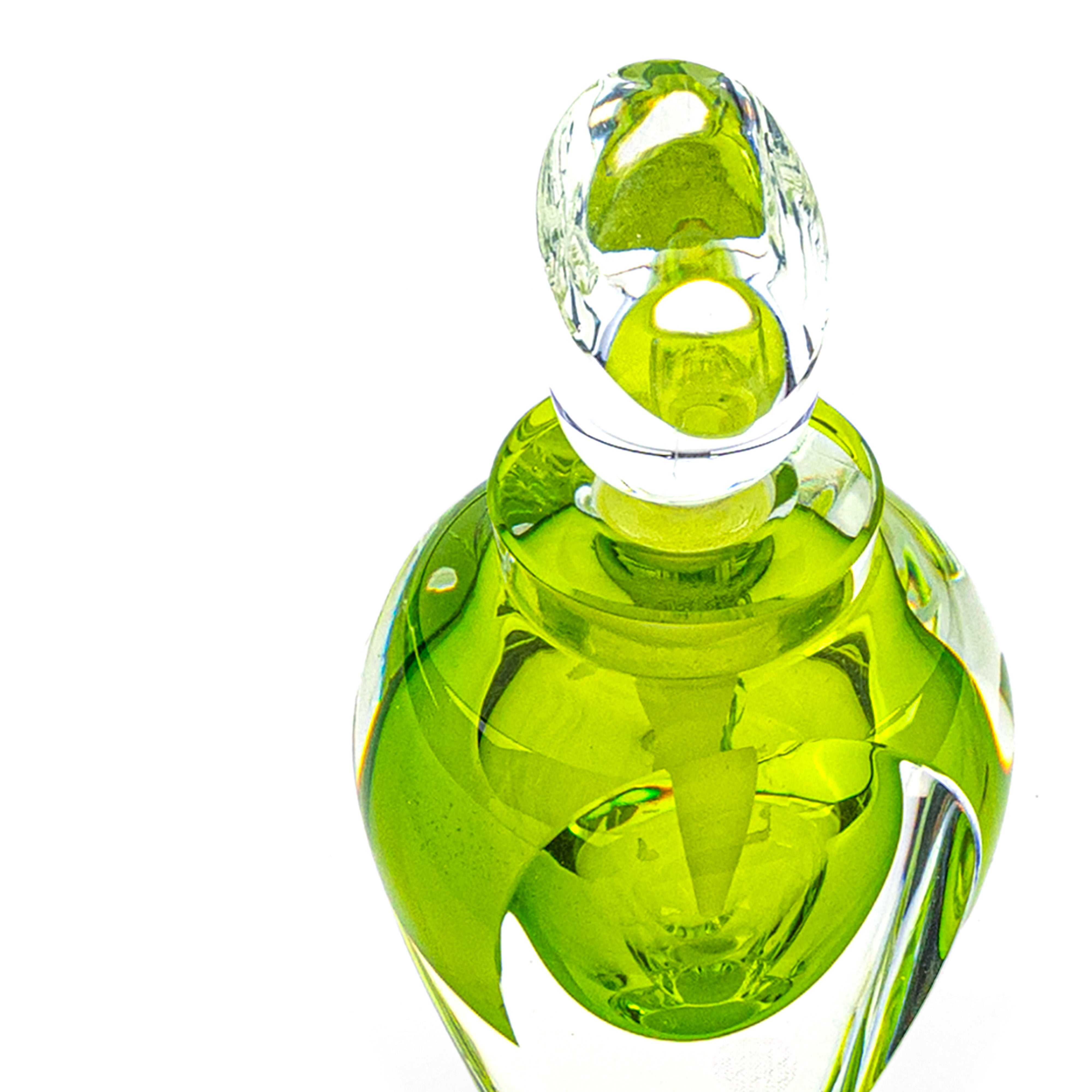Correia Art Glass. Green Crystal Perfume Bottle. 30 ML