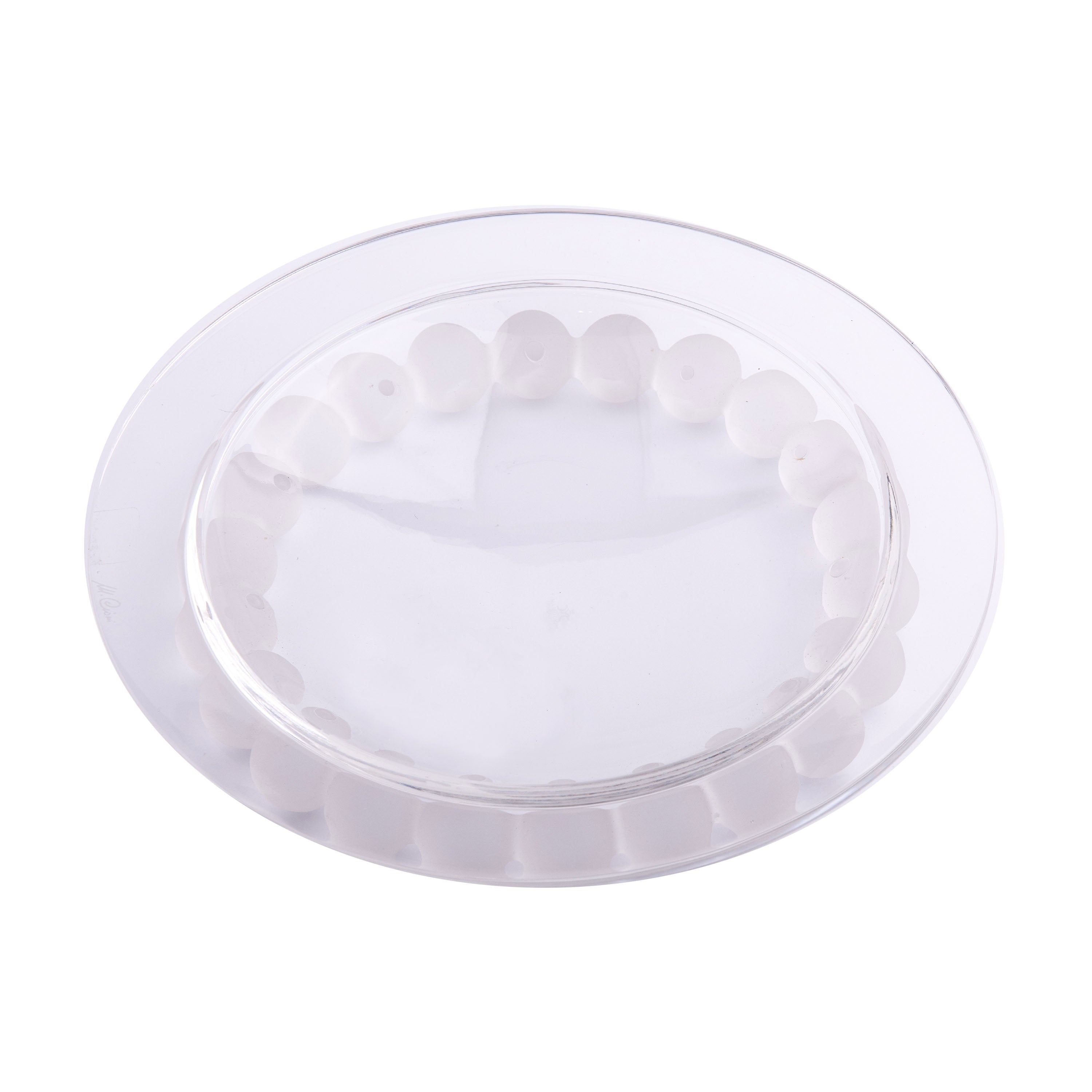Mario Cioni. Transparent Crystal Decorative Plate with Frosted Pearls. Medium