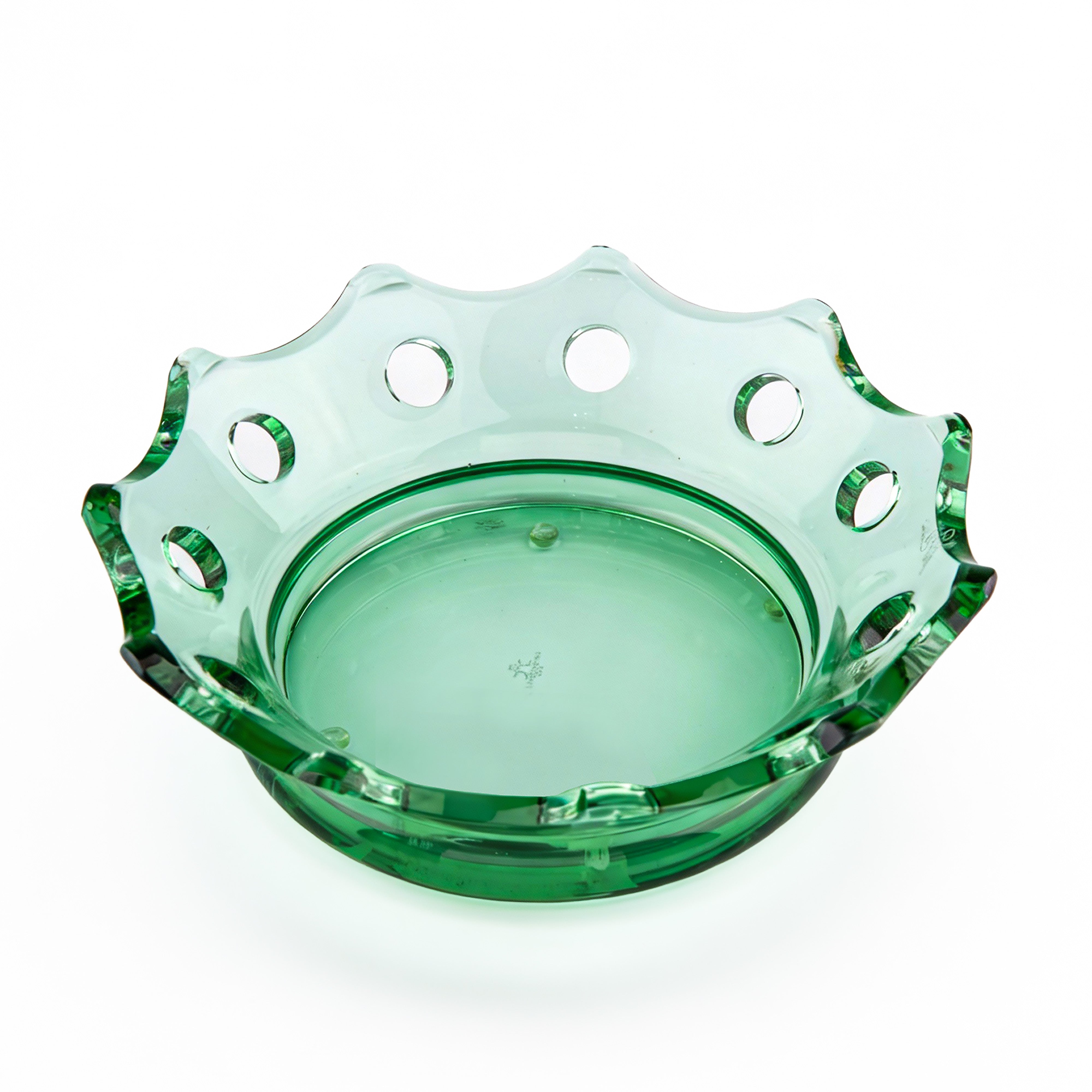 Mario Cioni. Green Crystal Decorative Plate. Medium Size