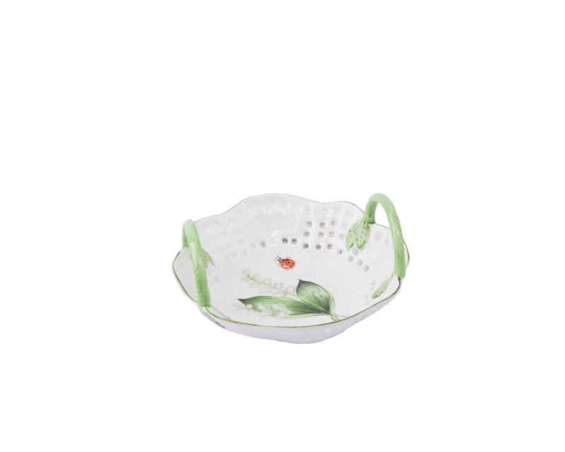 Ann Marie Murray. Porcelain Decorative Plate in Basket with Lily Design