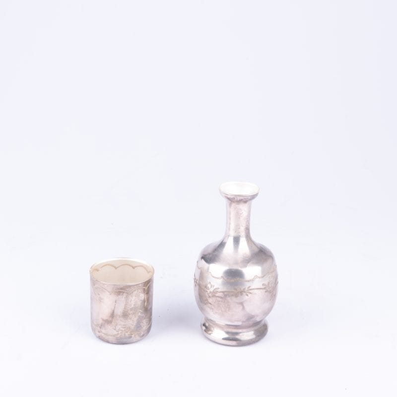 Chanille. Silver Engraved Bedside Water Carafe & Cup.