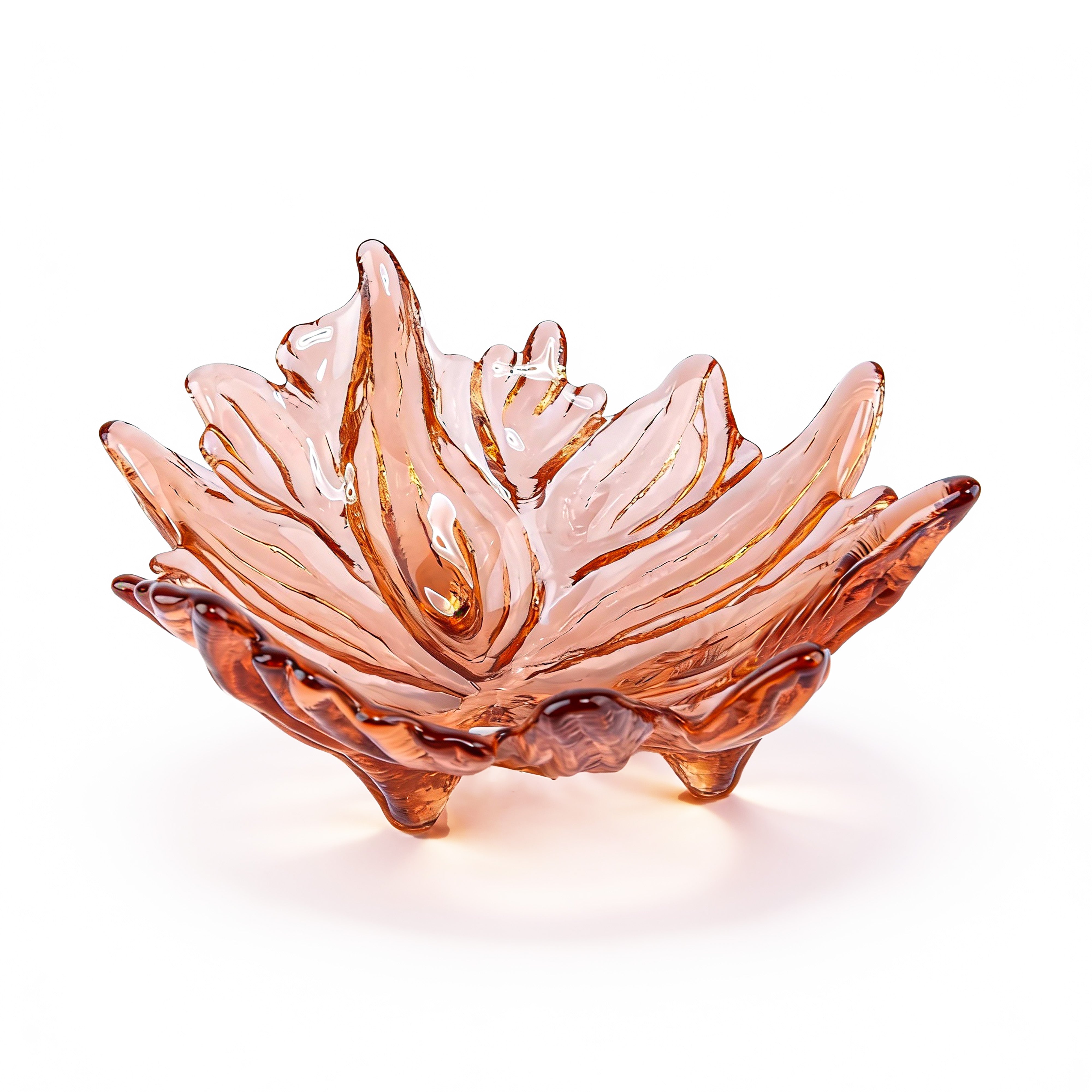 Hudson Beach Glass. Crystal Decorative Plate in Hibiscus Shape. Medium Size