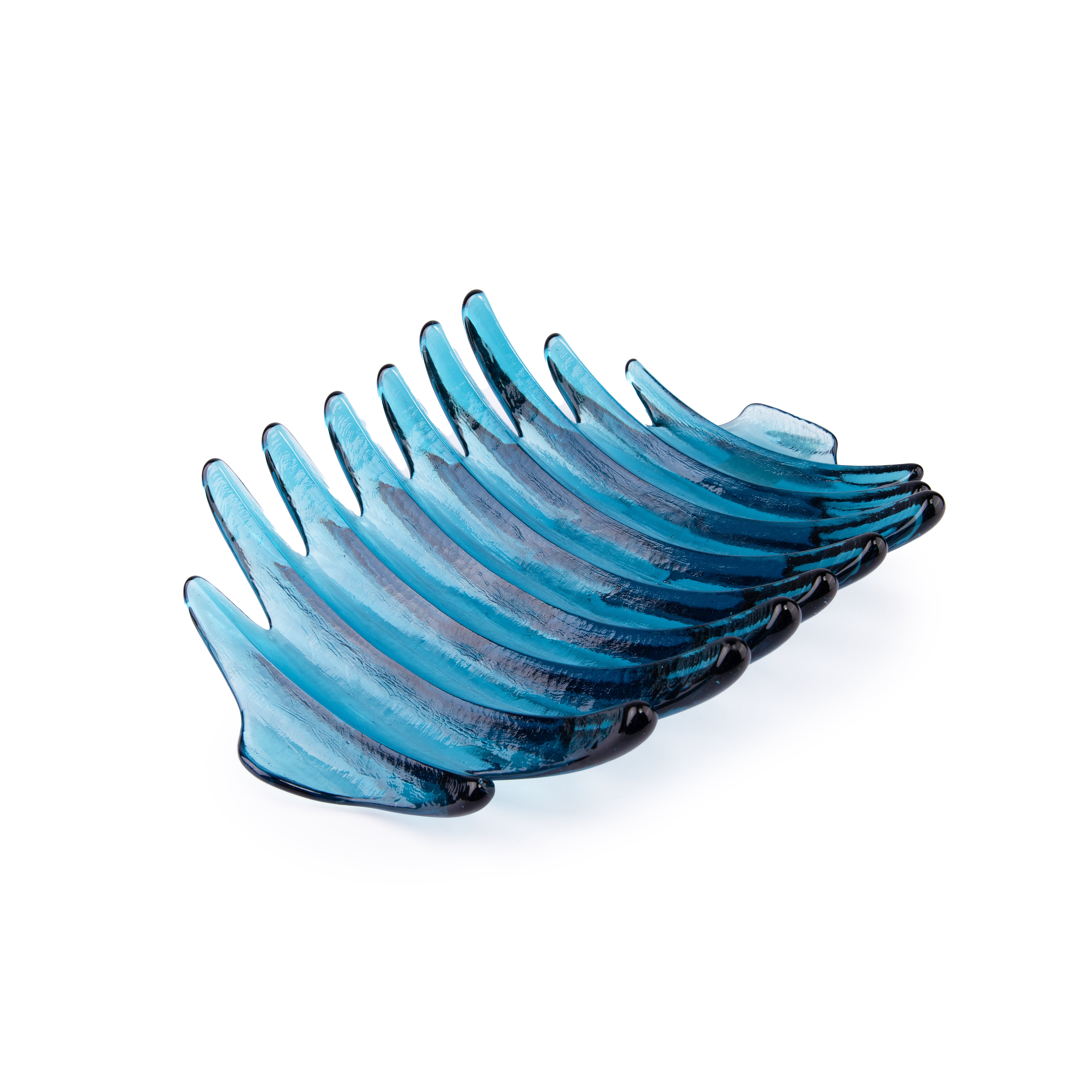 Hudson Beach Glass. Blue Crystal Decorative Plate. Large Size