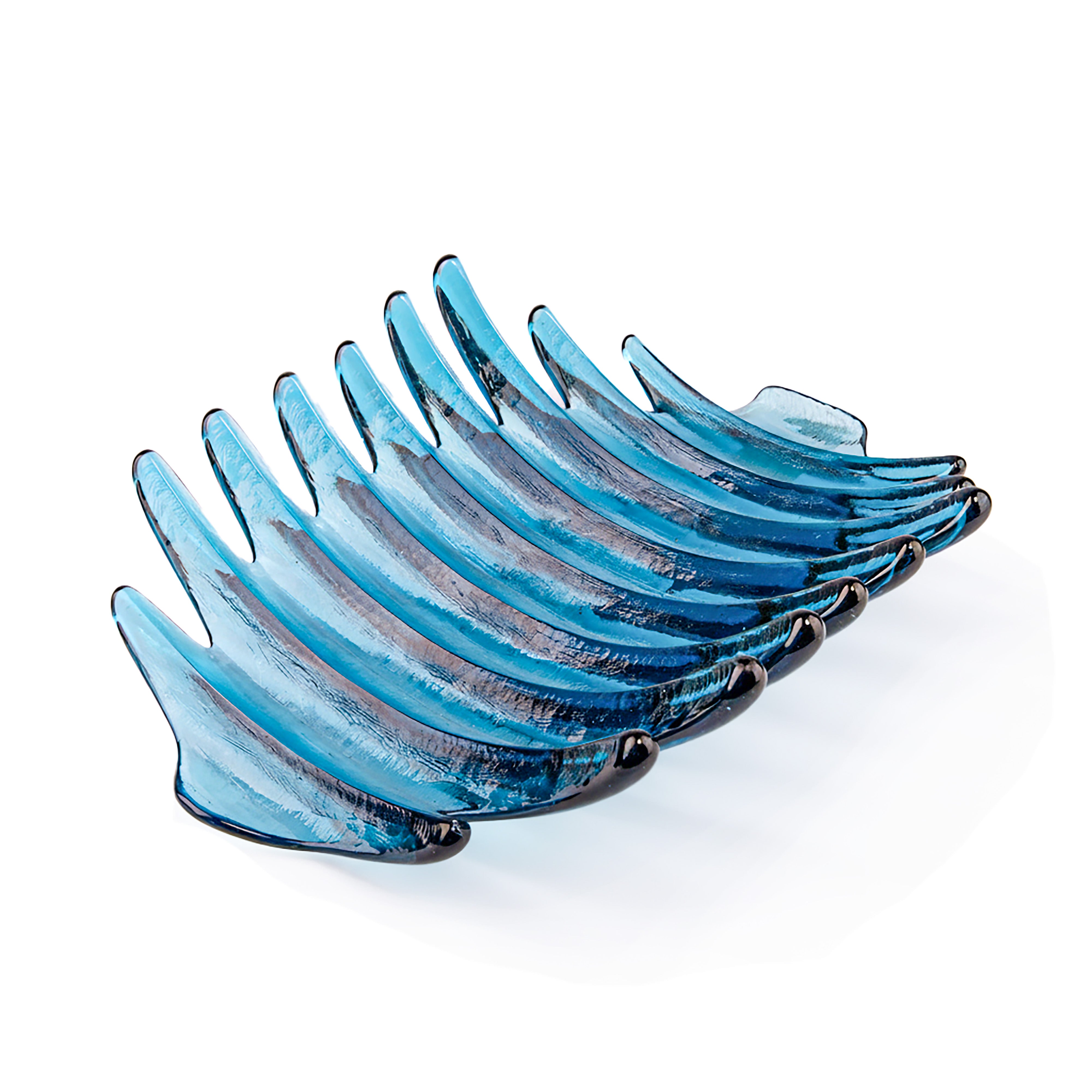 Hudson Beach Glass. Blue Crystal Decorative Plate. Large Size