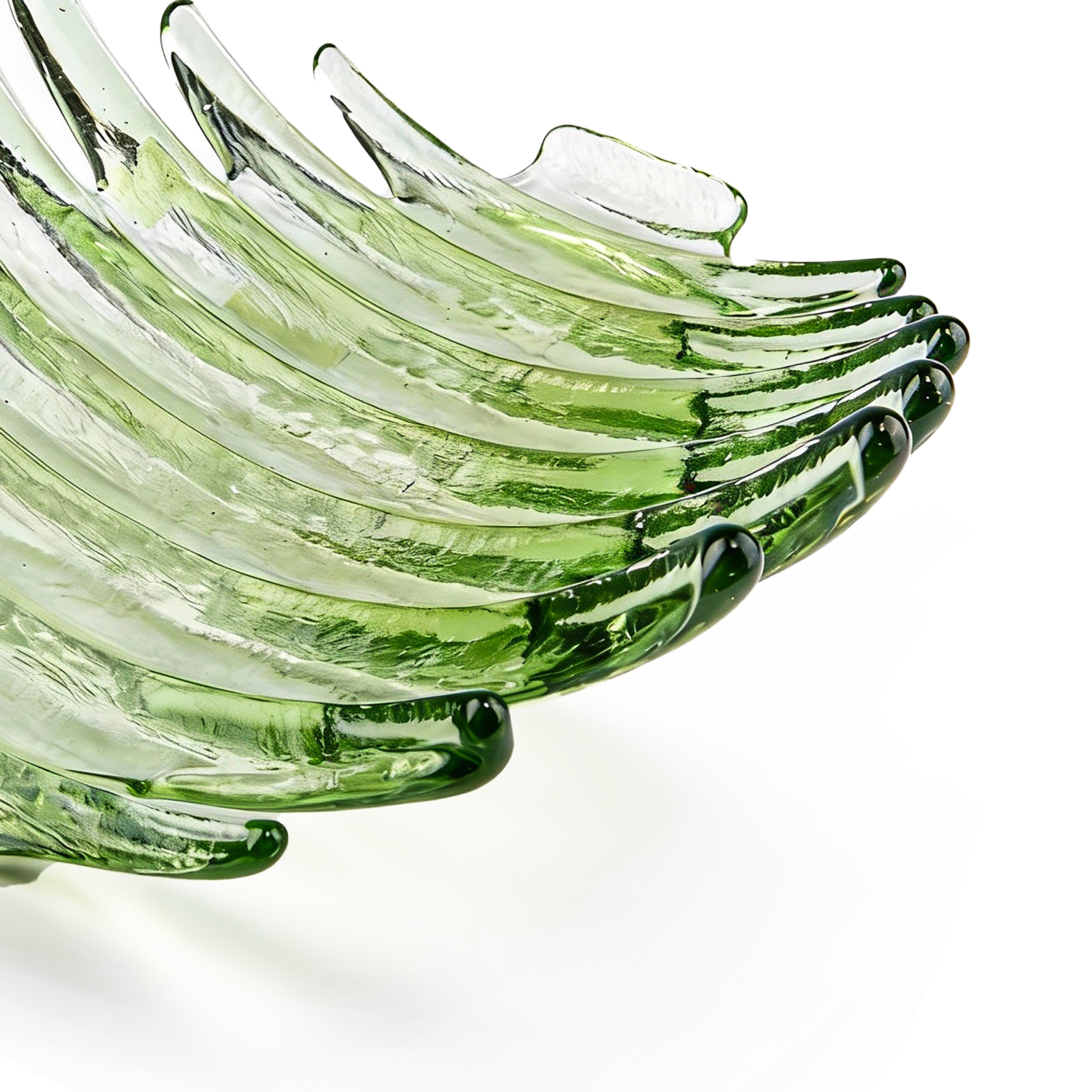 Hudson Beach Glass. Green Crystal Decorative Plate. Large Size