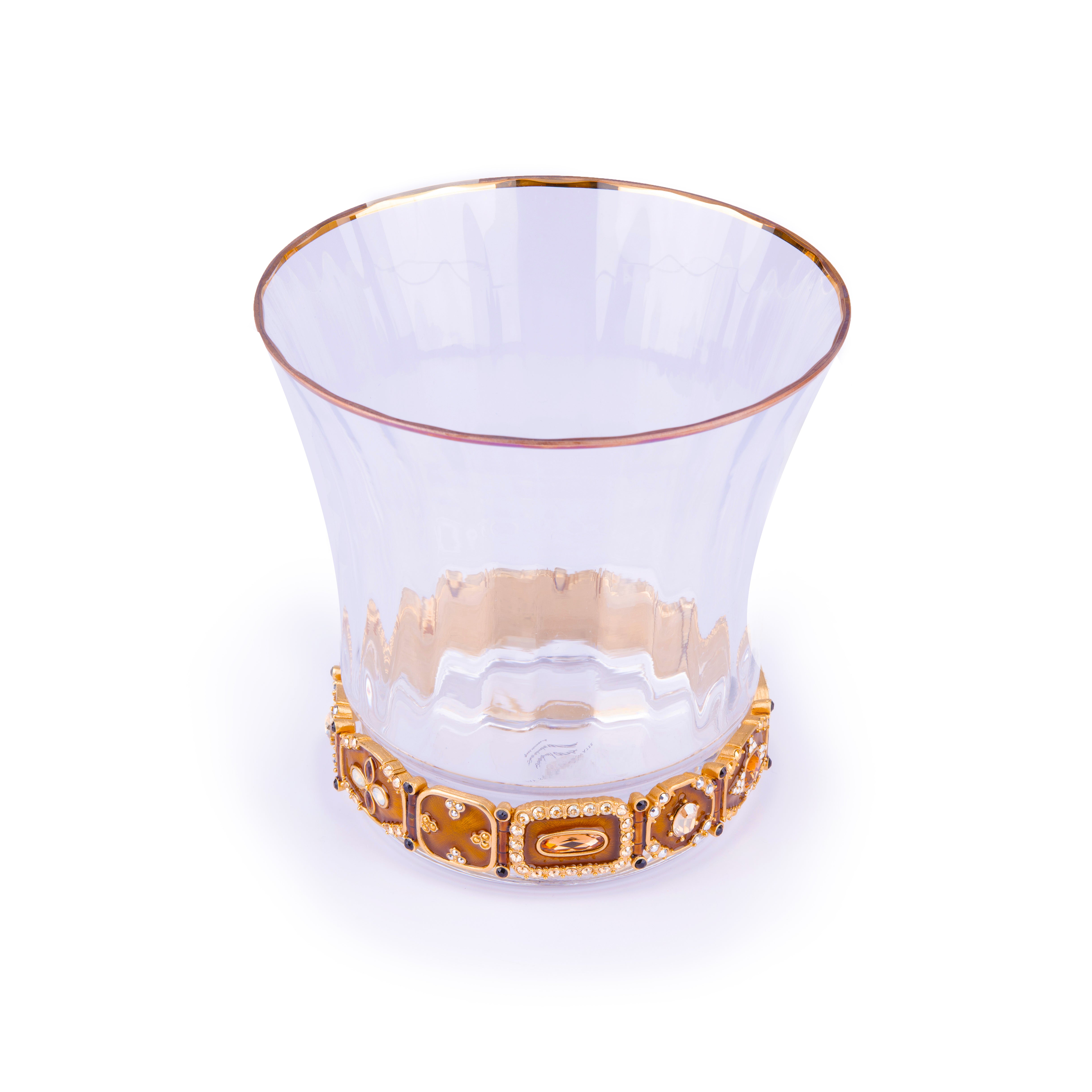 Jay Strongwater. Ezra Jewelled Crystal Ice Bucket. Medium Size