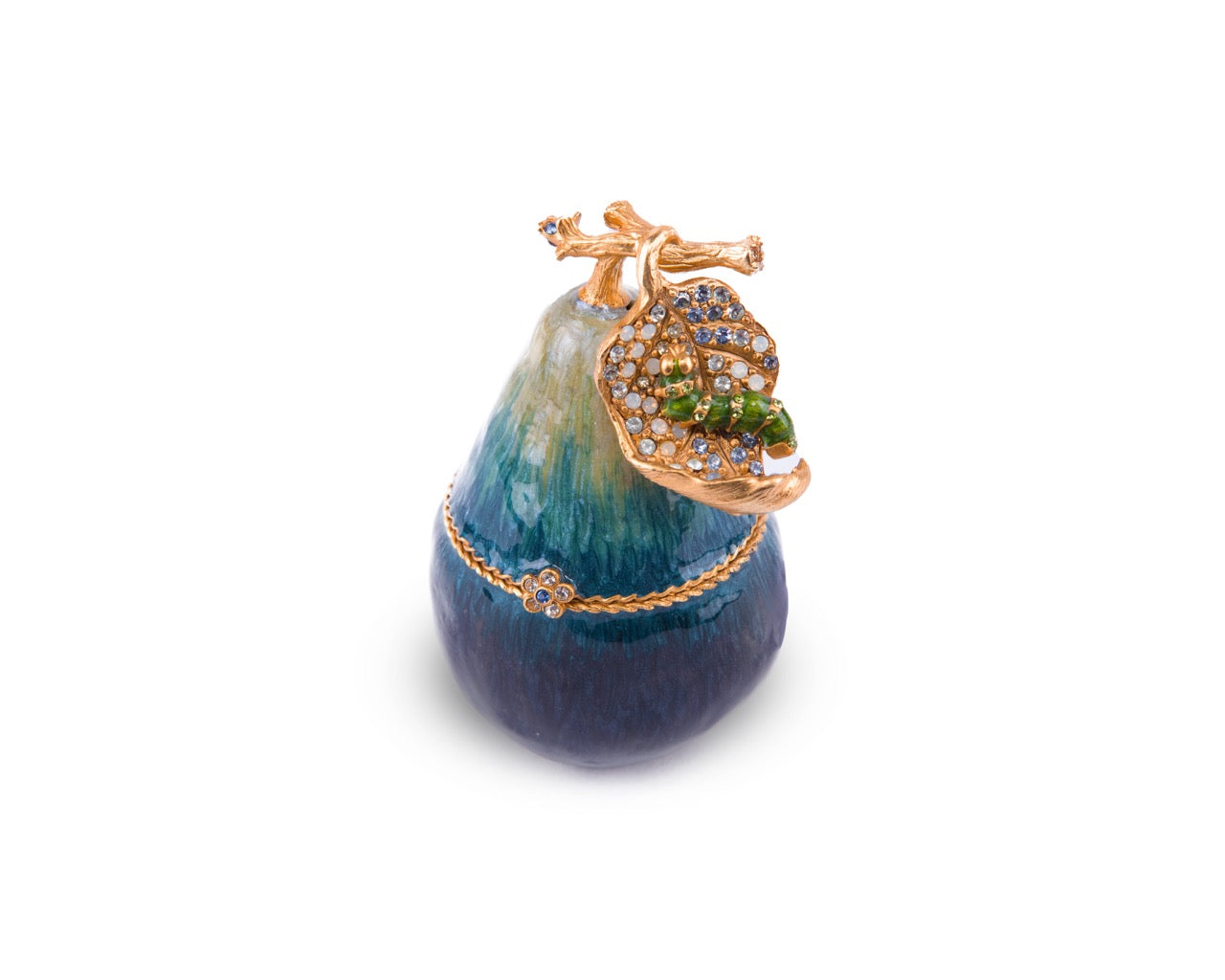 Jay Strongwater. Noelle Provence Pear Trinket Box Studded with Swarovs