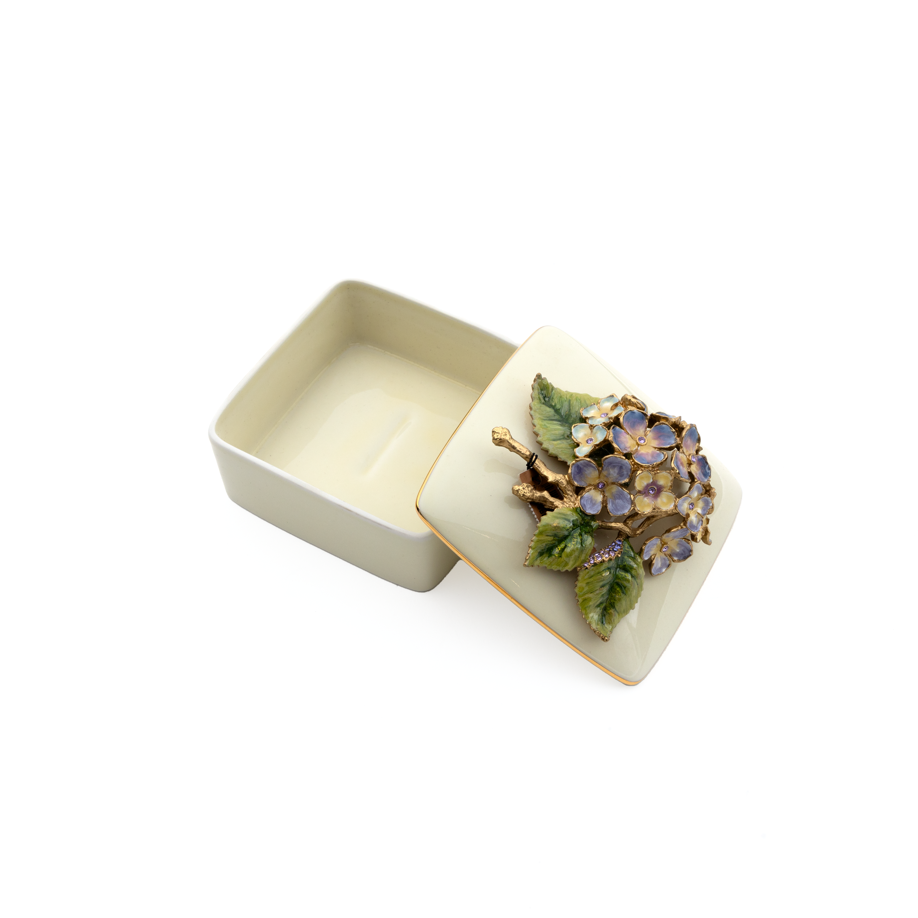 Jay Strongwater. Shaye Hydrangea Porcelain Box Studded with Swarovski