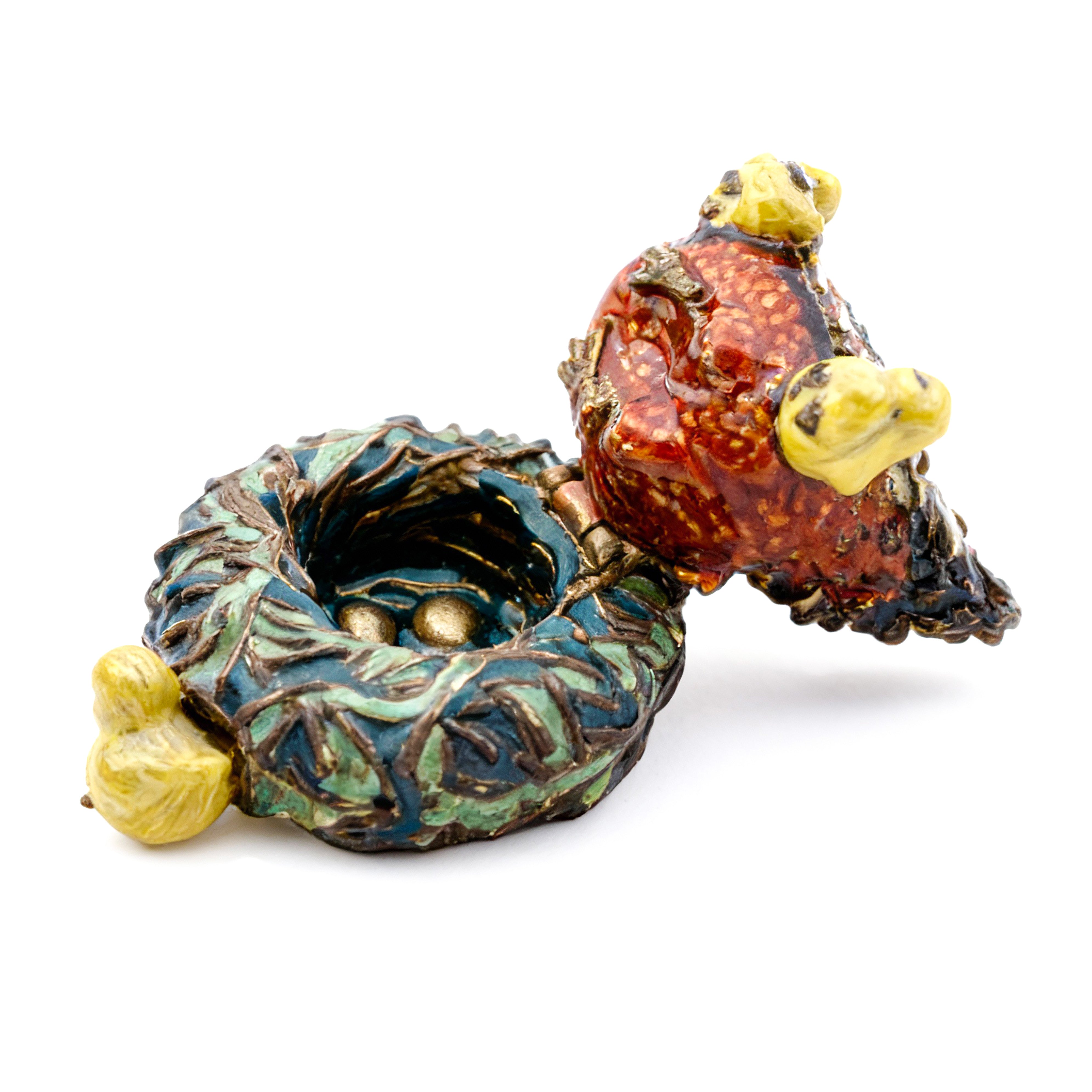 Jay Strongwater. A Sitting Hen With Chicks Figurine Studded with Swarovski