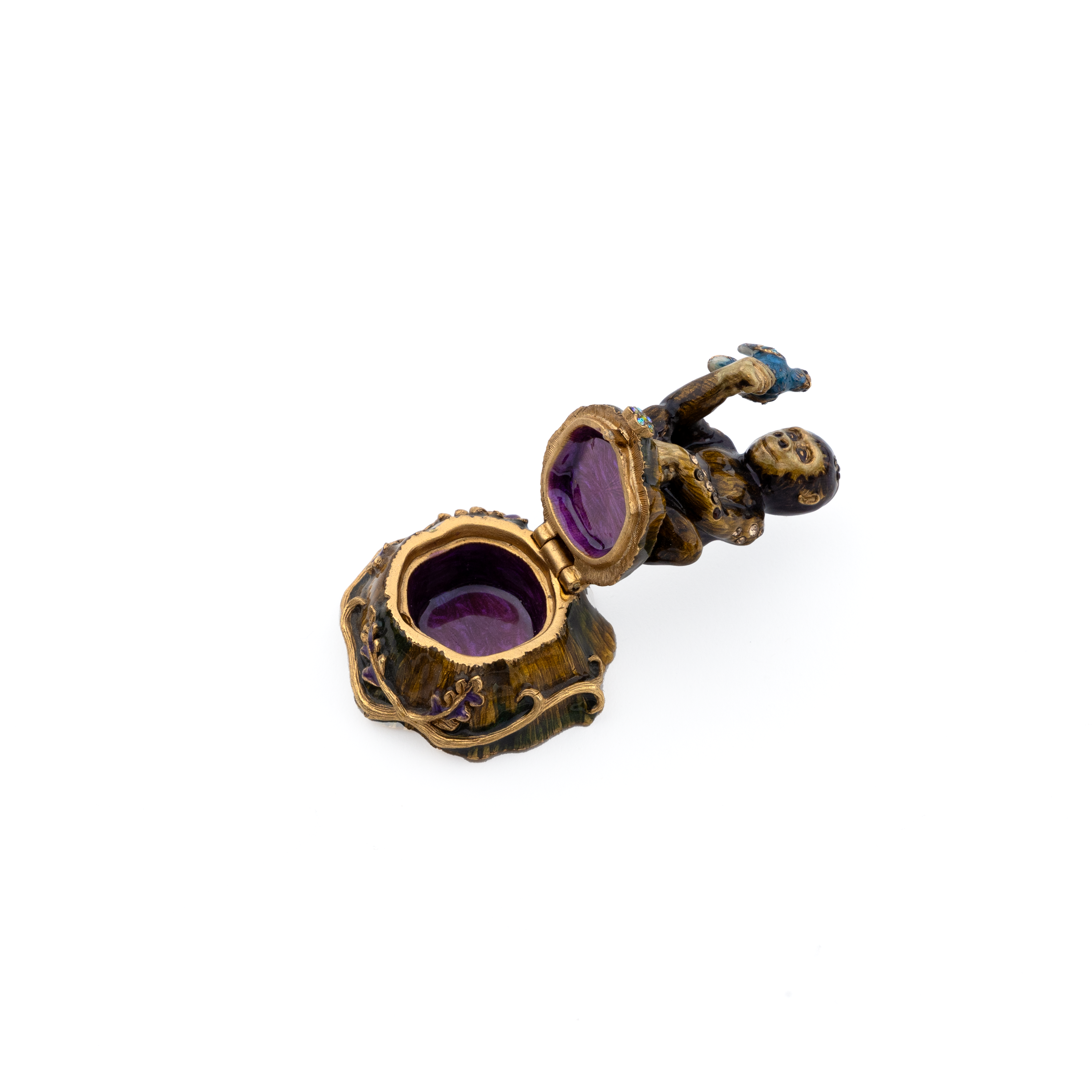 Jay Strongwater. COLO Baby Gorilla Trinket Box Studded with Swarovski