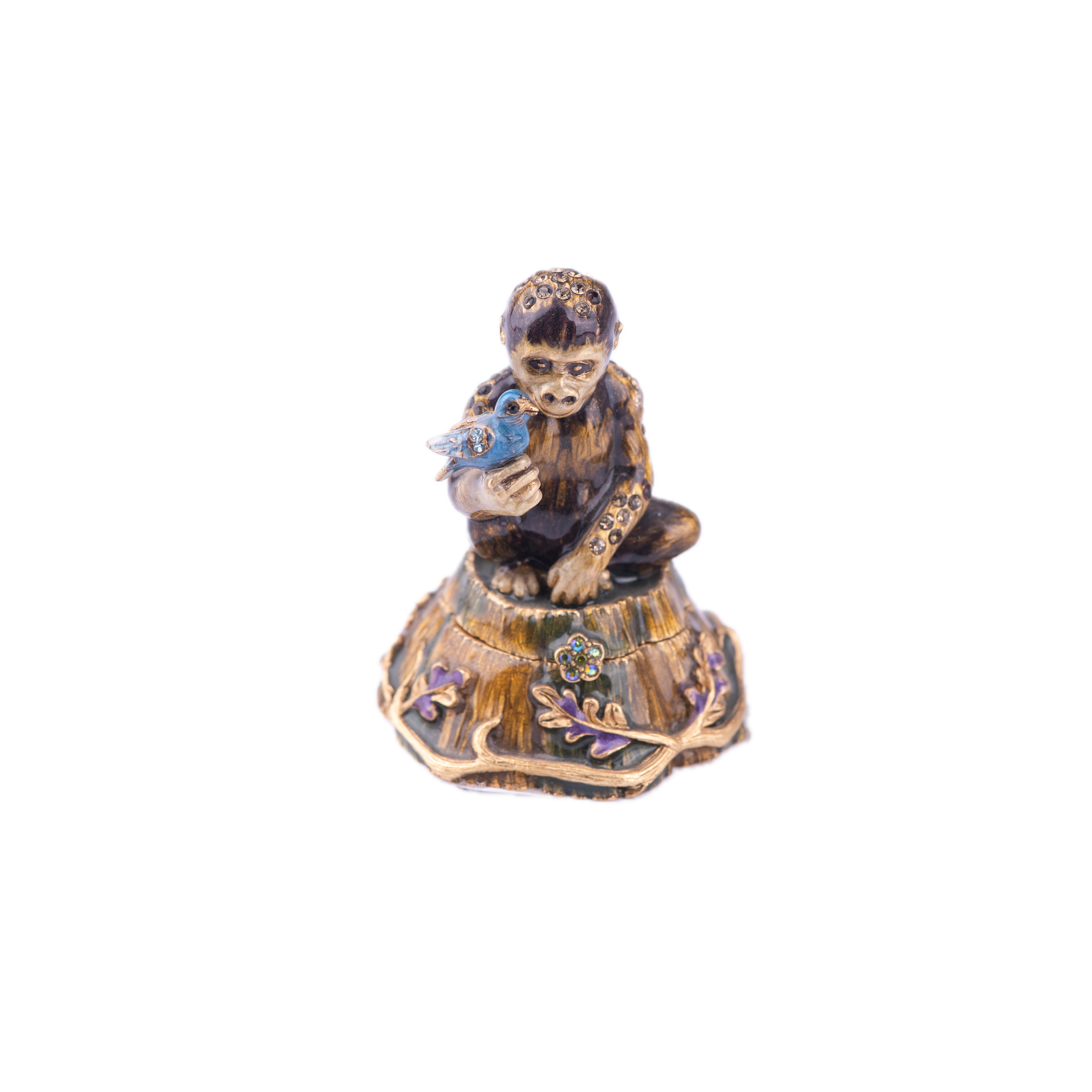 Jay Strongwater. COLO Baby Gorilla Trinket Box Studded with Swarovski