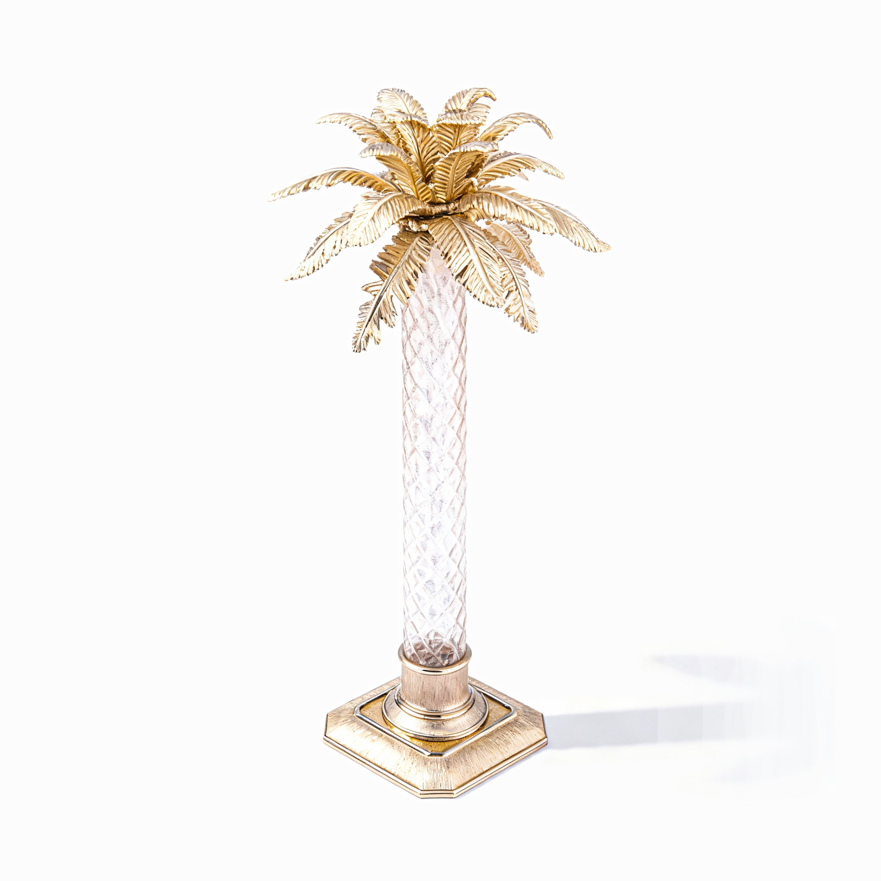 Jay Strongwater. Palm Leaf Gilded Candlestick