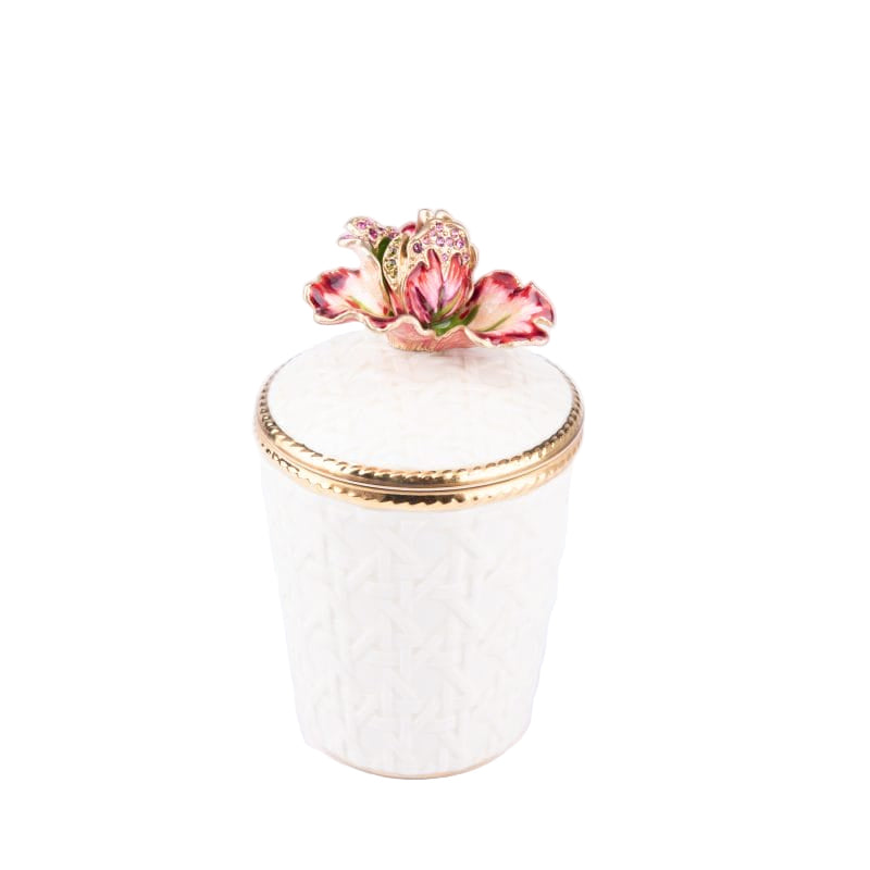 Jay Strongwater. Gilded Floral Scented Candle Studded with Swarovski