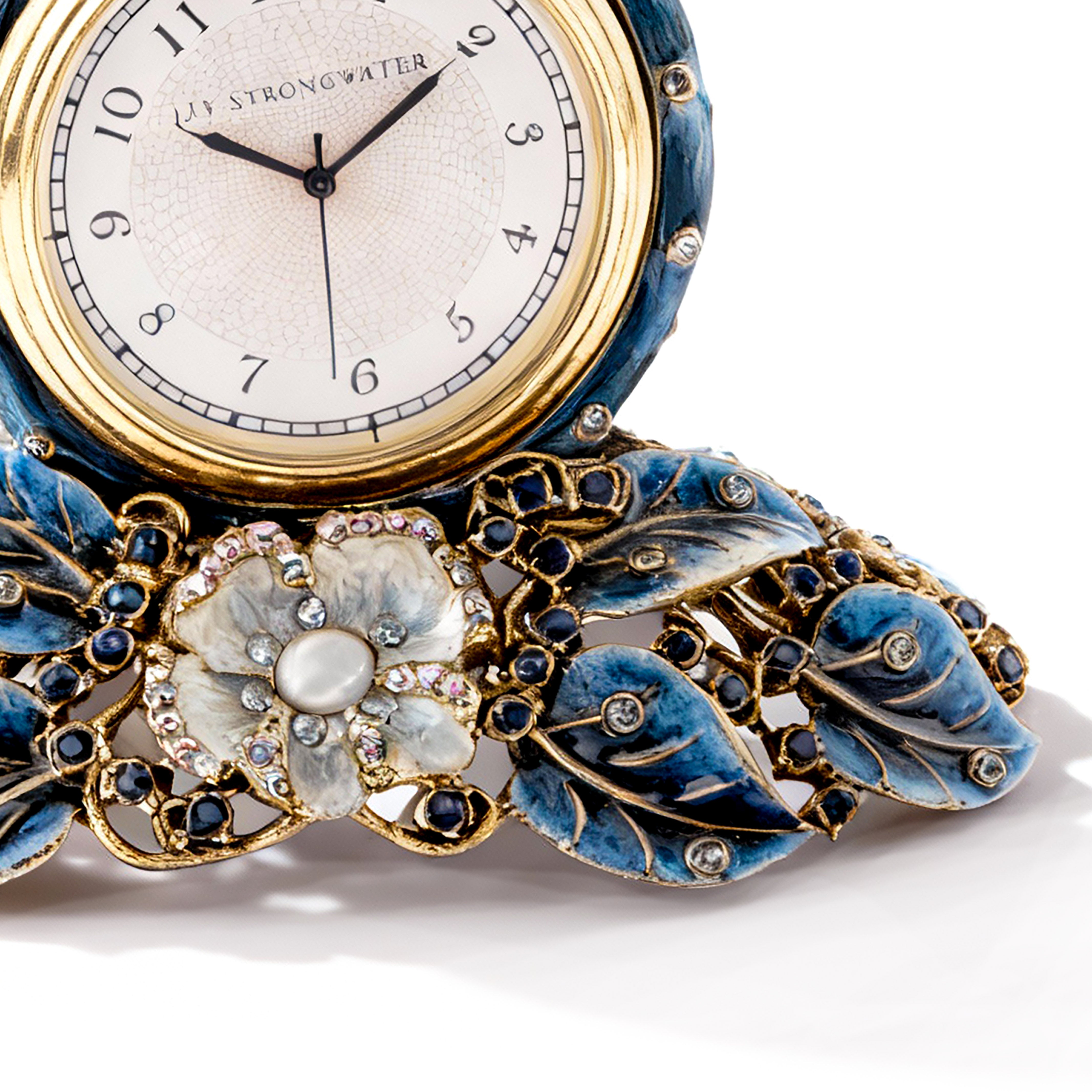 Jay Strongwater. Blue Clock Studded With Swarovski
