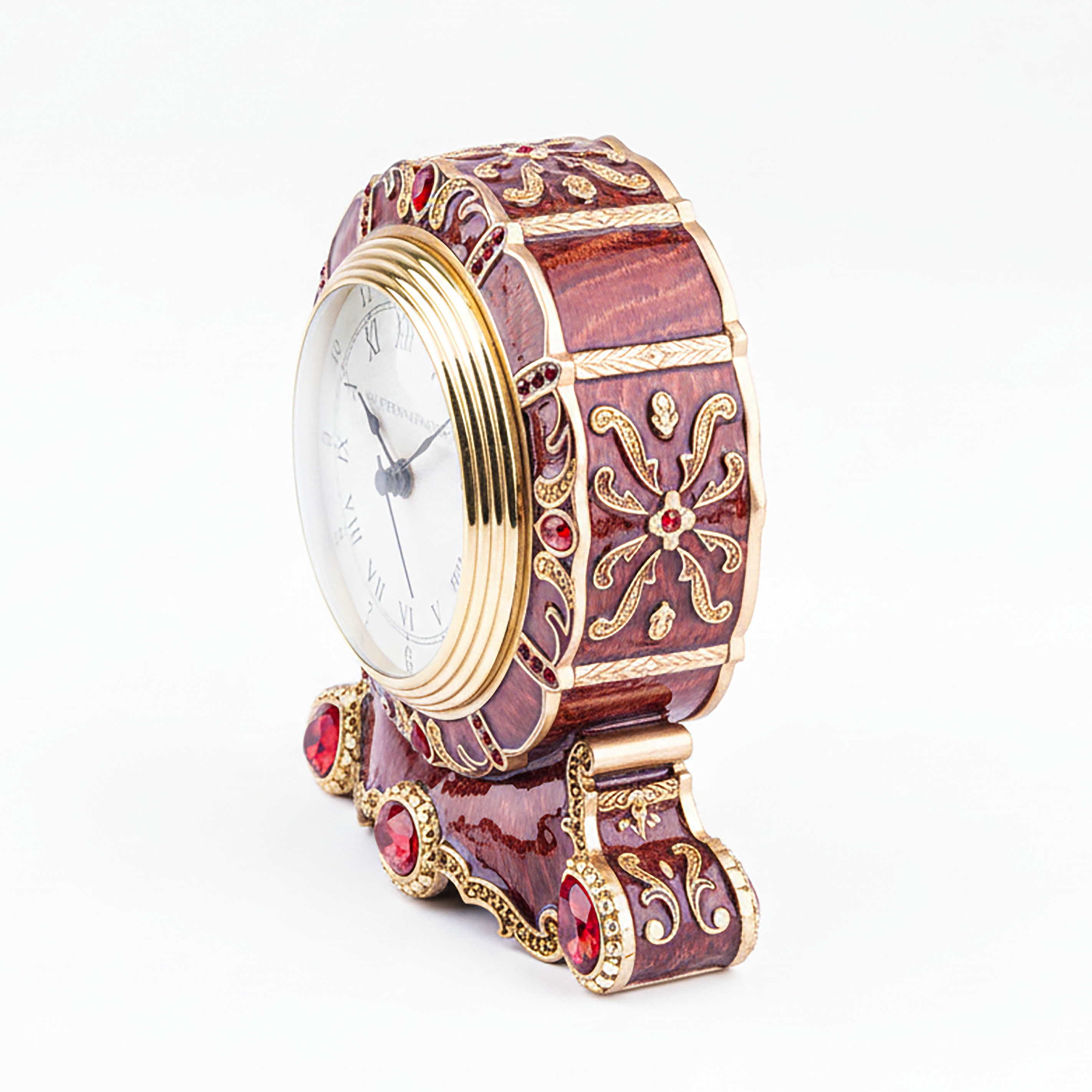 Jay Strongwater. Burgundy Clock Studded With Swarovski
