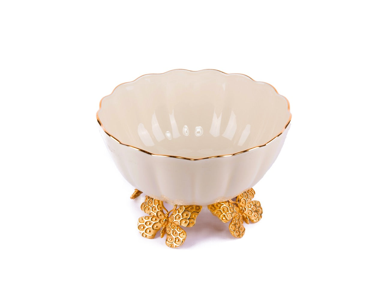 Jay Strongwater. Gilded Fluted Butterfly Bowl