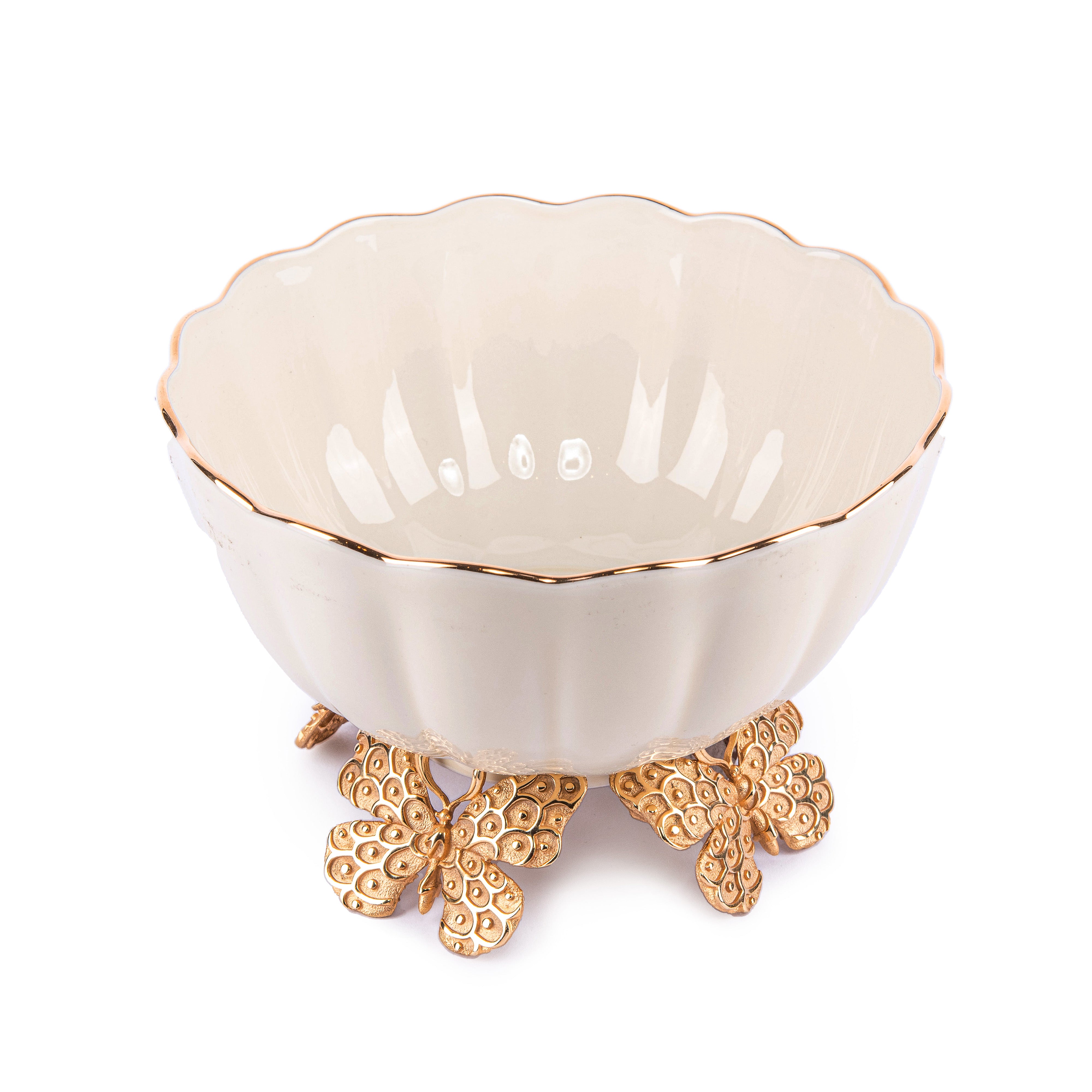 Jay Strongwater. Gilded Fluted Butterfly Bowl