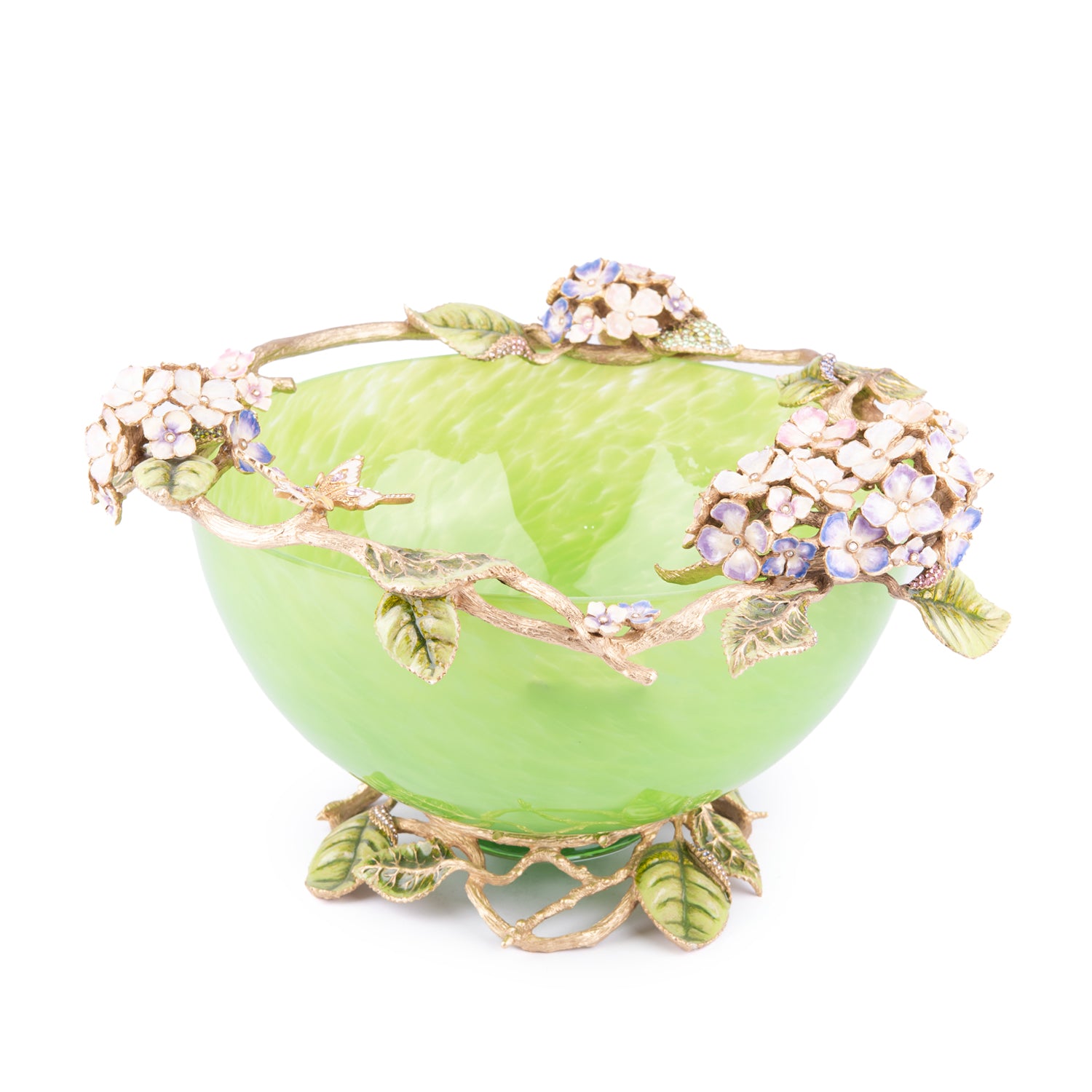Jay Strongwater. Sophie Hydrangea Gilded Bowl Studded with Swarovski