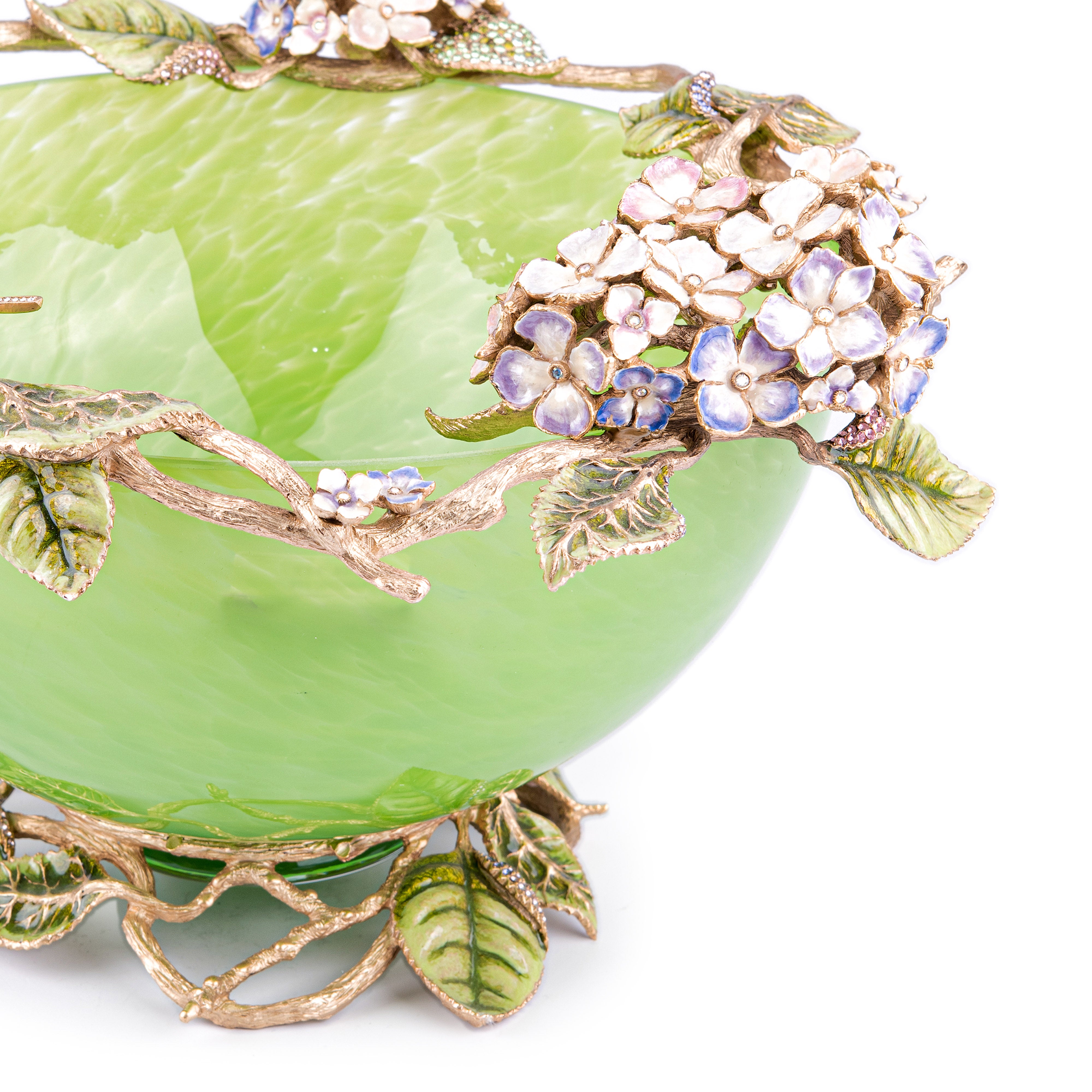Jay Strongwater. Sophie Hydrangea Gilded Bowl Studded with Swarovski
