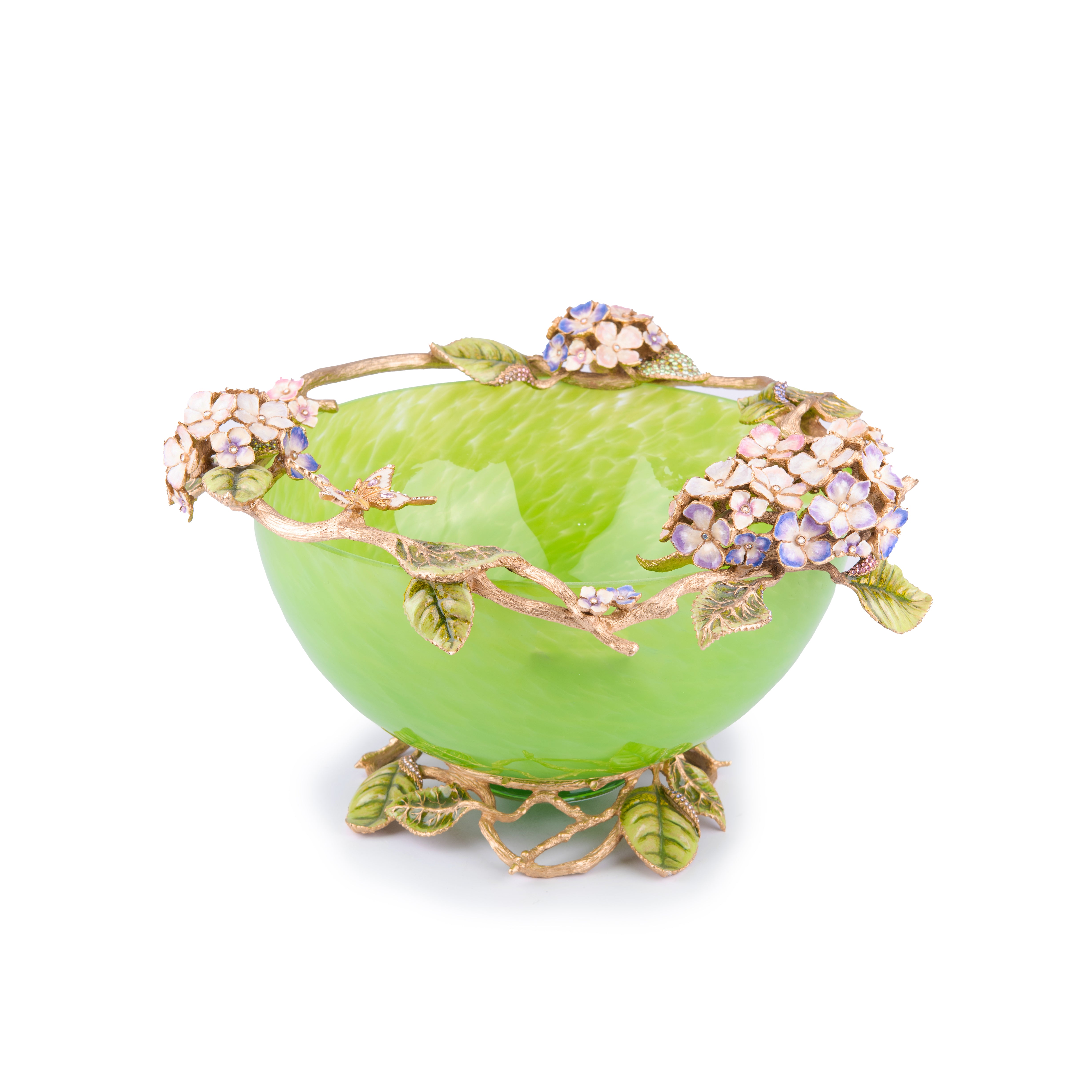 Jay Strongwater. Sophie Hydrangea Gilded Bowl  Studded with Swarovski