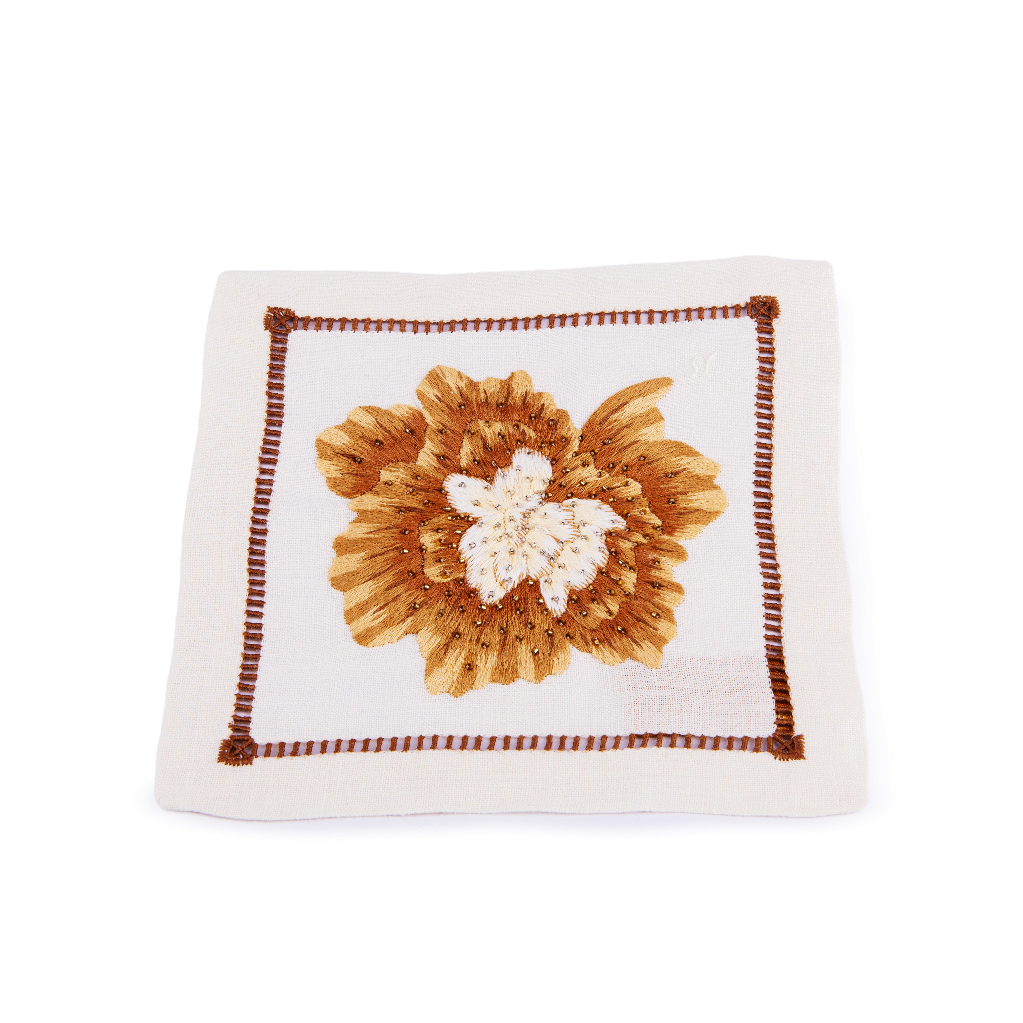 Jay Strongwater. A Set of 4 Dinner Napkins in Different Floral Design. Small Size