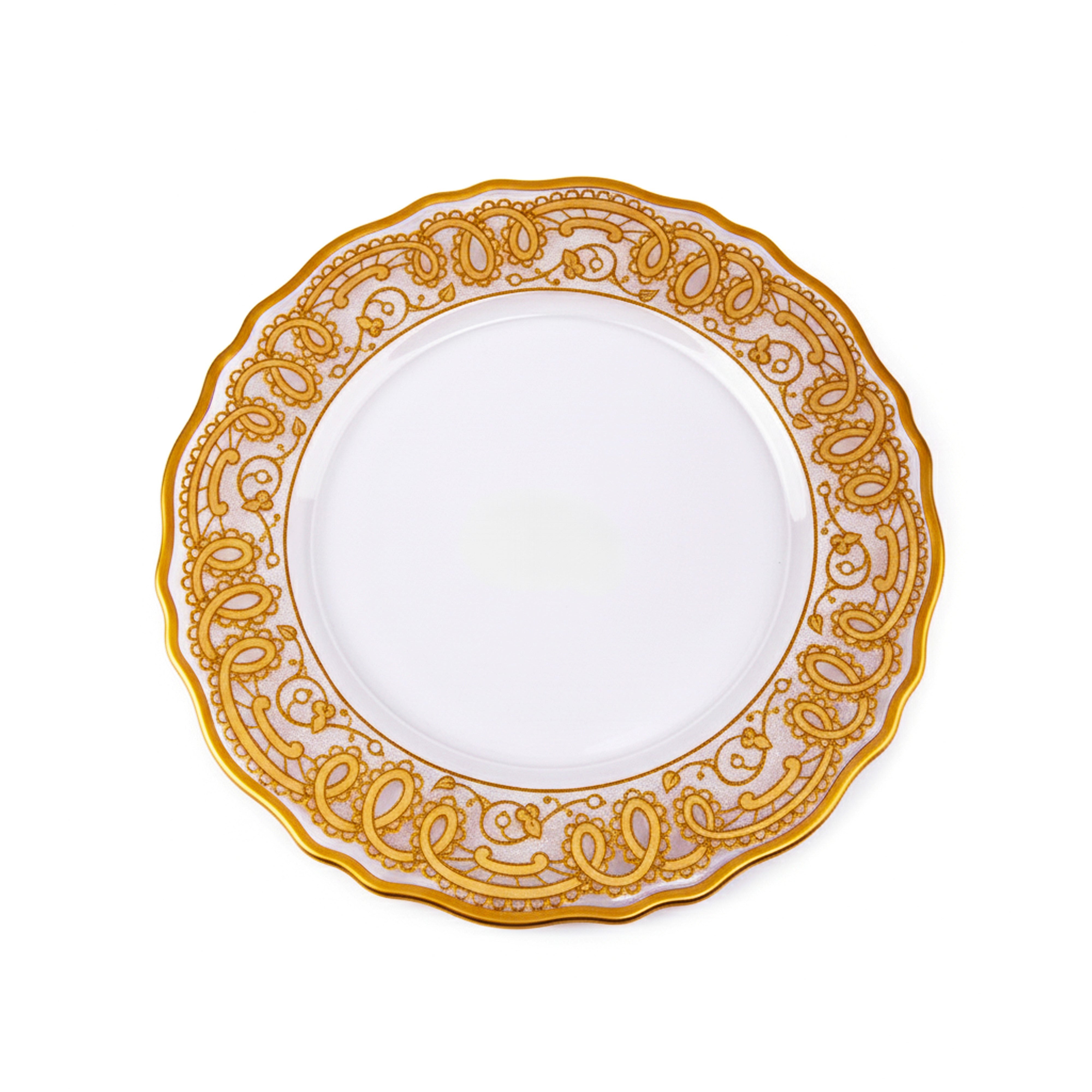 Vetrerie Di Empoli. Gold Crystal Decorative Plate. Large Size