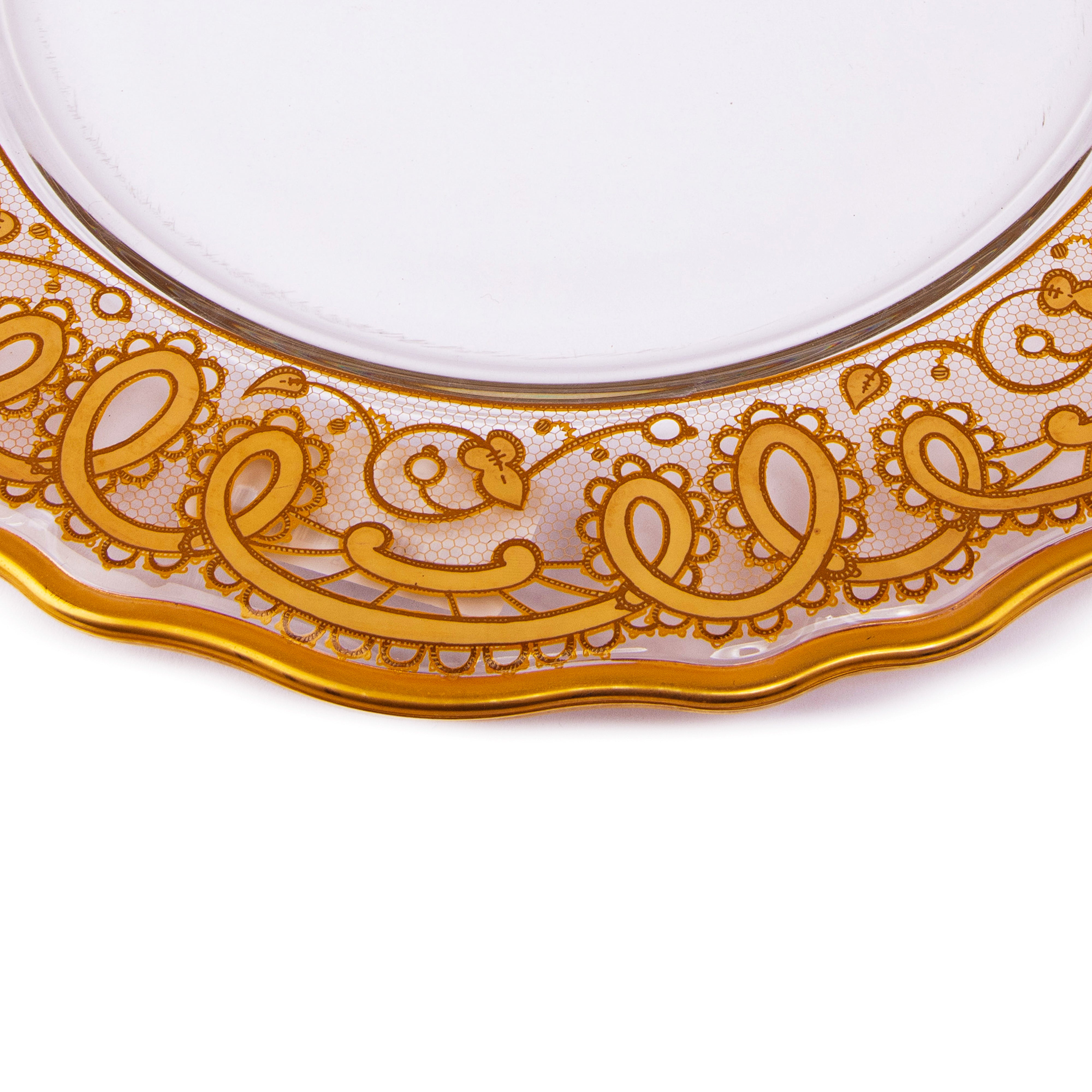 Vetrerie Di Empoli. Gold Crystal Decorative Plate. Large Size