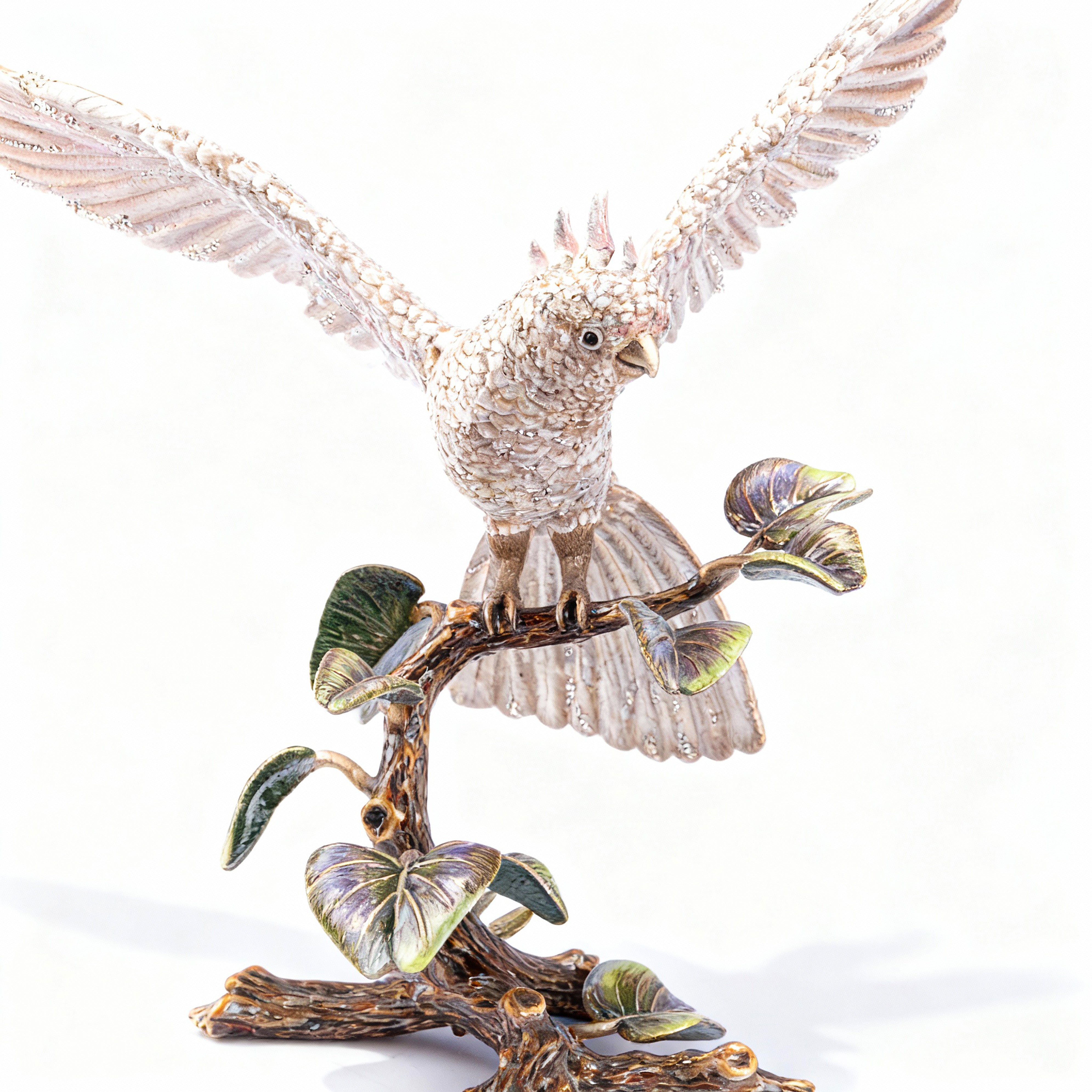 Jay Strongwater. Elias Cockatoo Figurine -Studded with Swarovski- Limited Edition