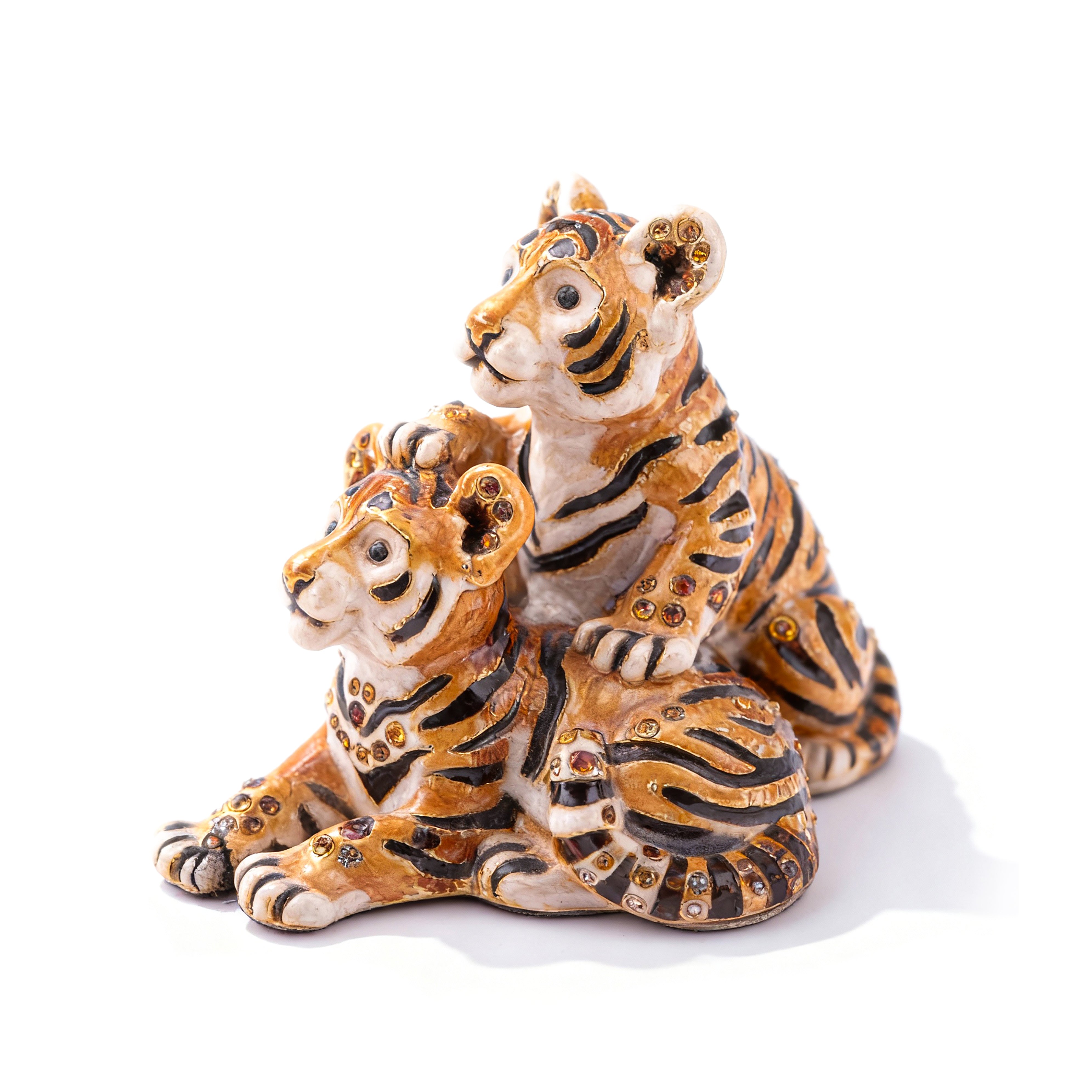 Jay Strongwater. Theo & Max Tiger Cubs Figurine Studded with Swarovski