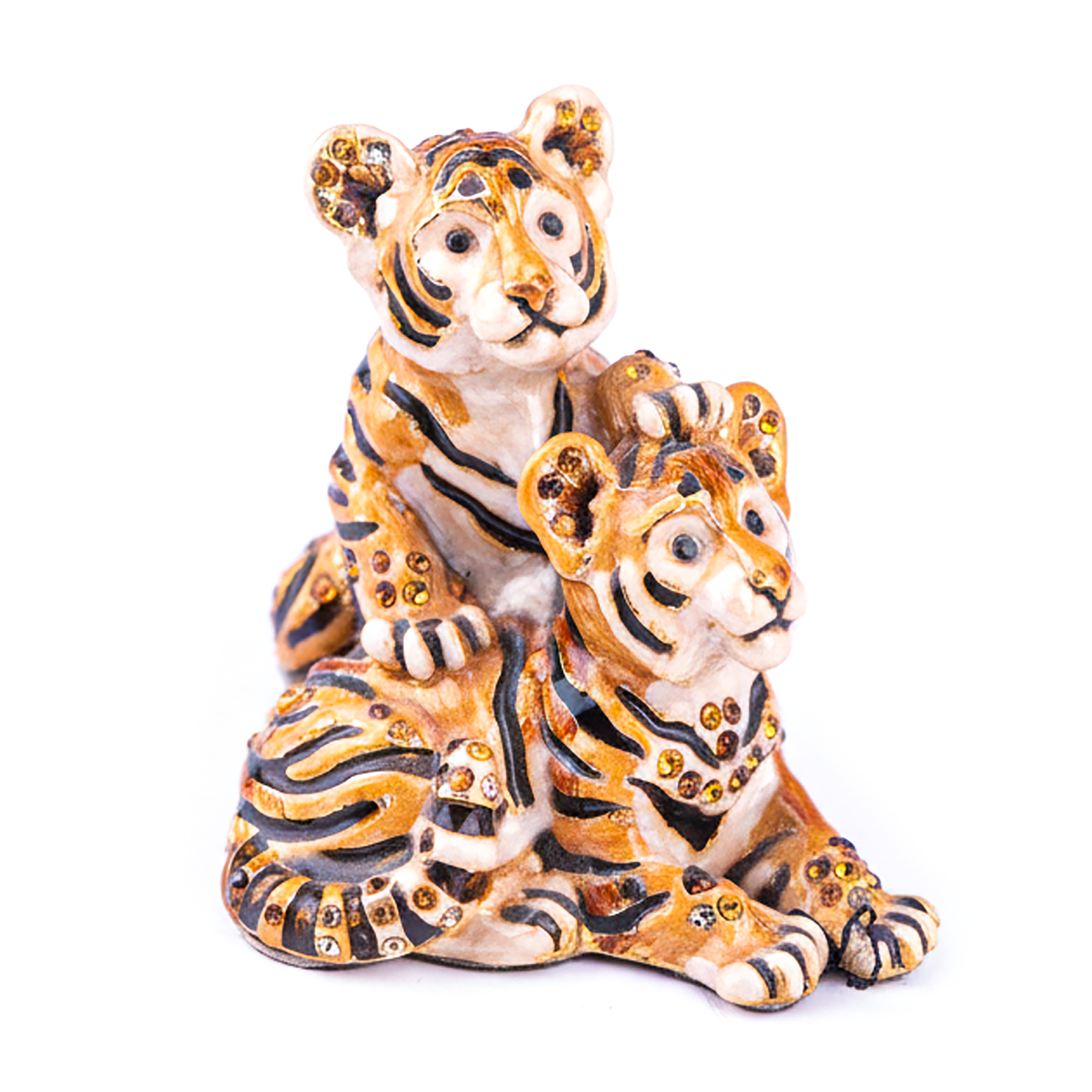 Jay Strongwater. Theo & Max Tiger Cubs Figurine Studded with Swarovski