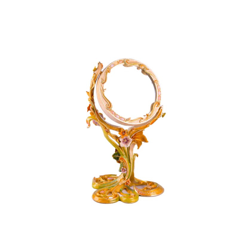 Jay Strongwater. Allyson Floral Standing Mirror, Gilded and Studded with Swarovski