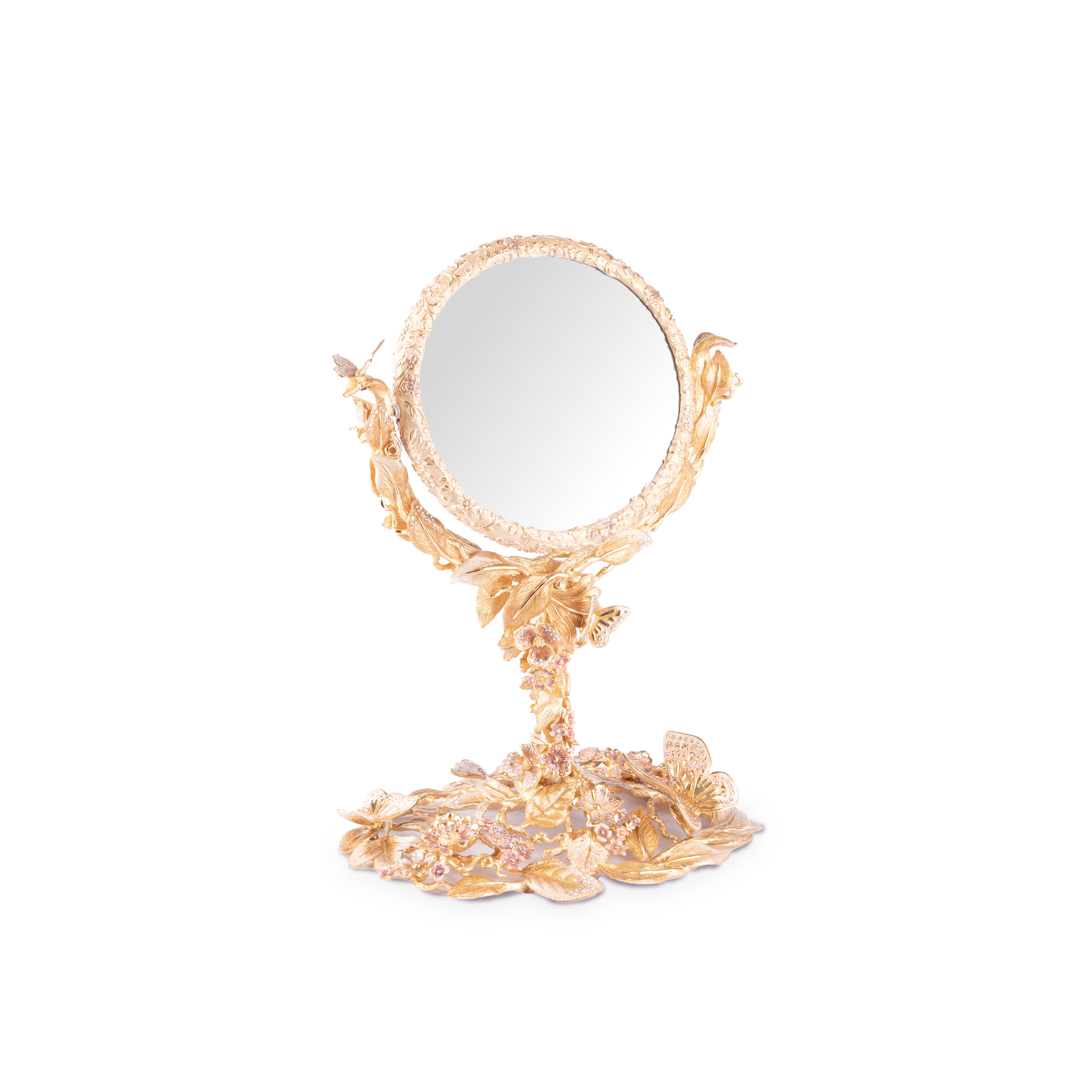 Jay Strongwater. Kayla Flip Mirror, Gilded and Studded with Swarovski