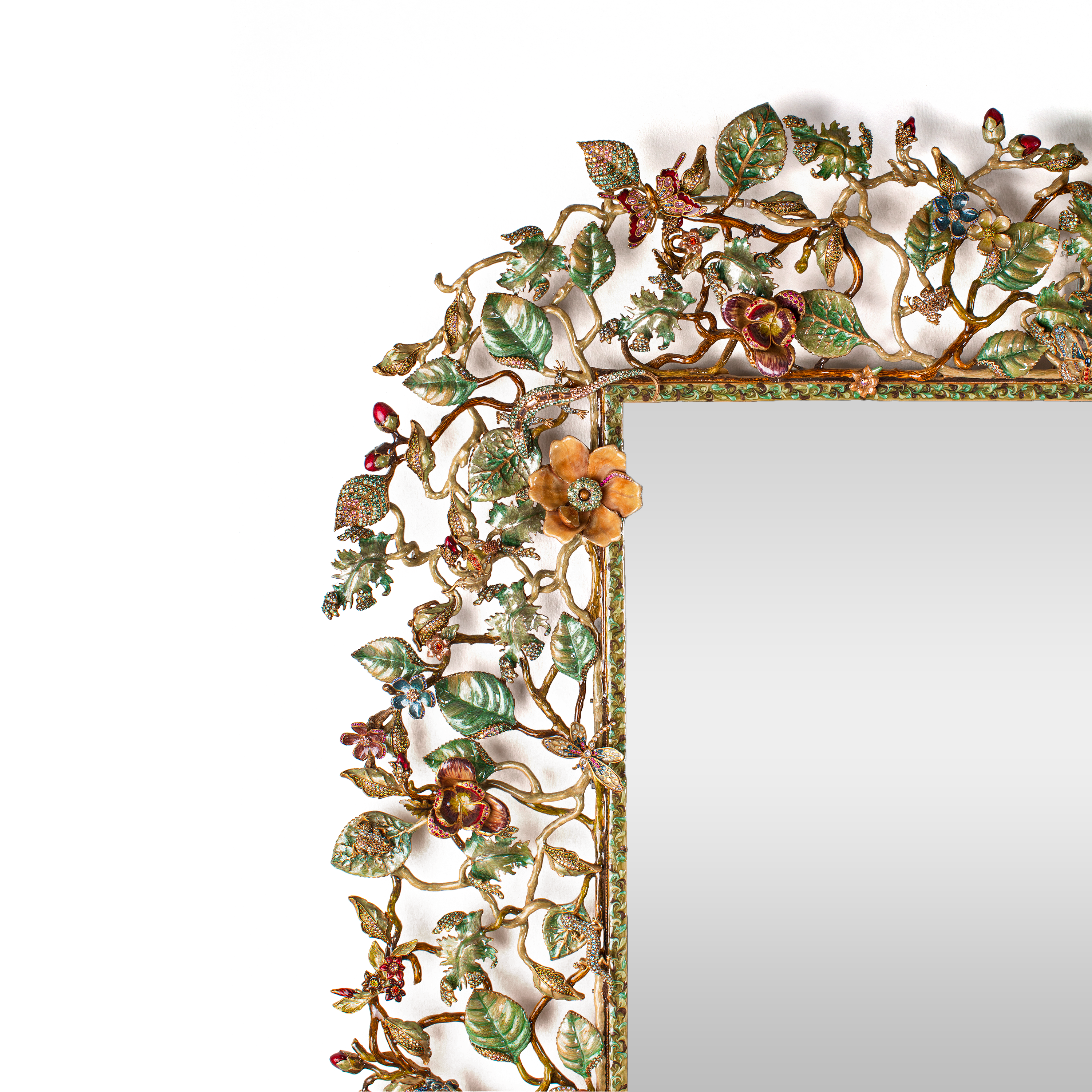 Jay Strongwater. Flora and Fauna Wall Mirror (Limited Edition). Large Size