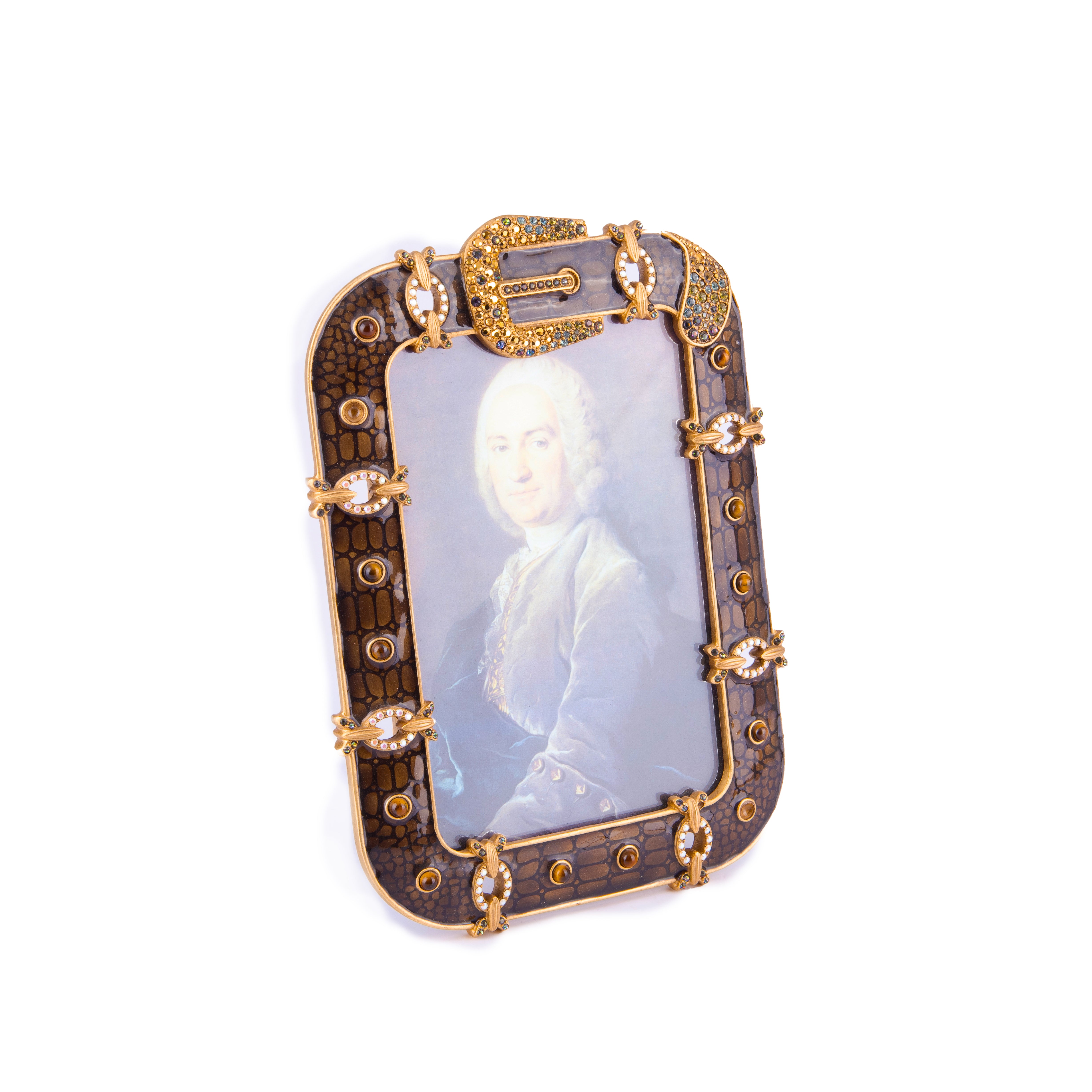 Jay Strongwater.  Lorenzo Belt & Buckle Picture Frame. Medium Size