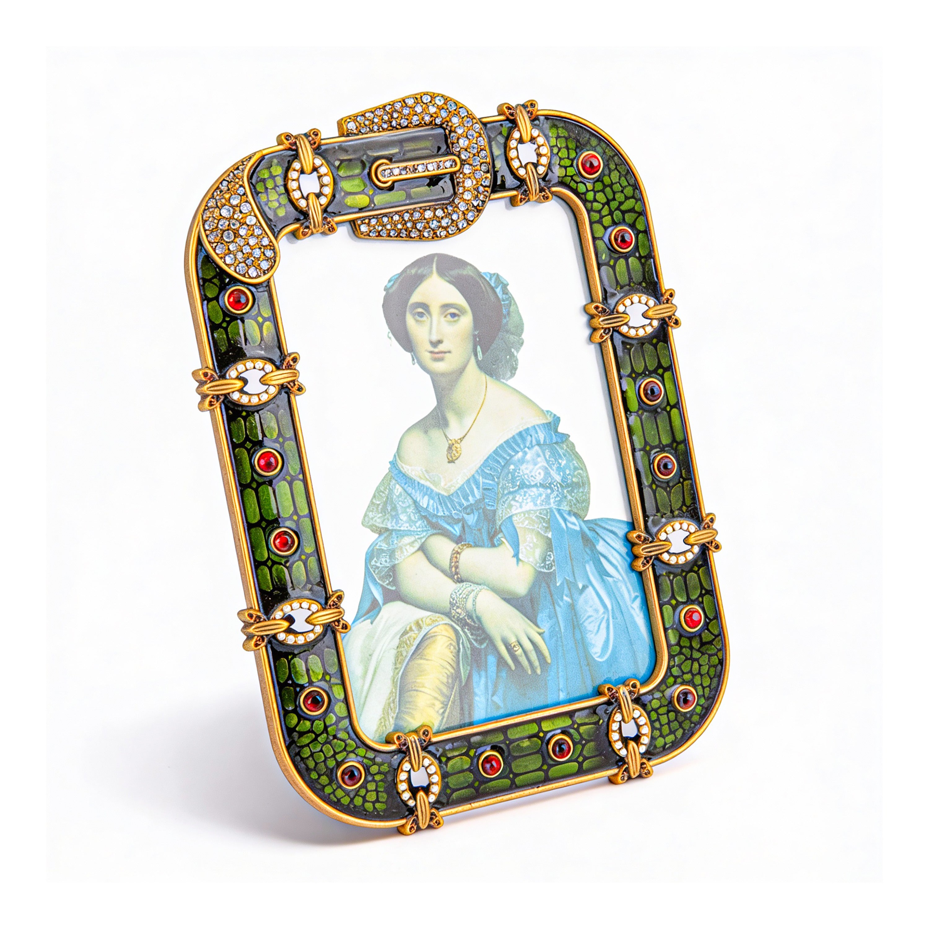 Jay Strongwater. Green Belt & Buckle Picture Frame.