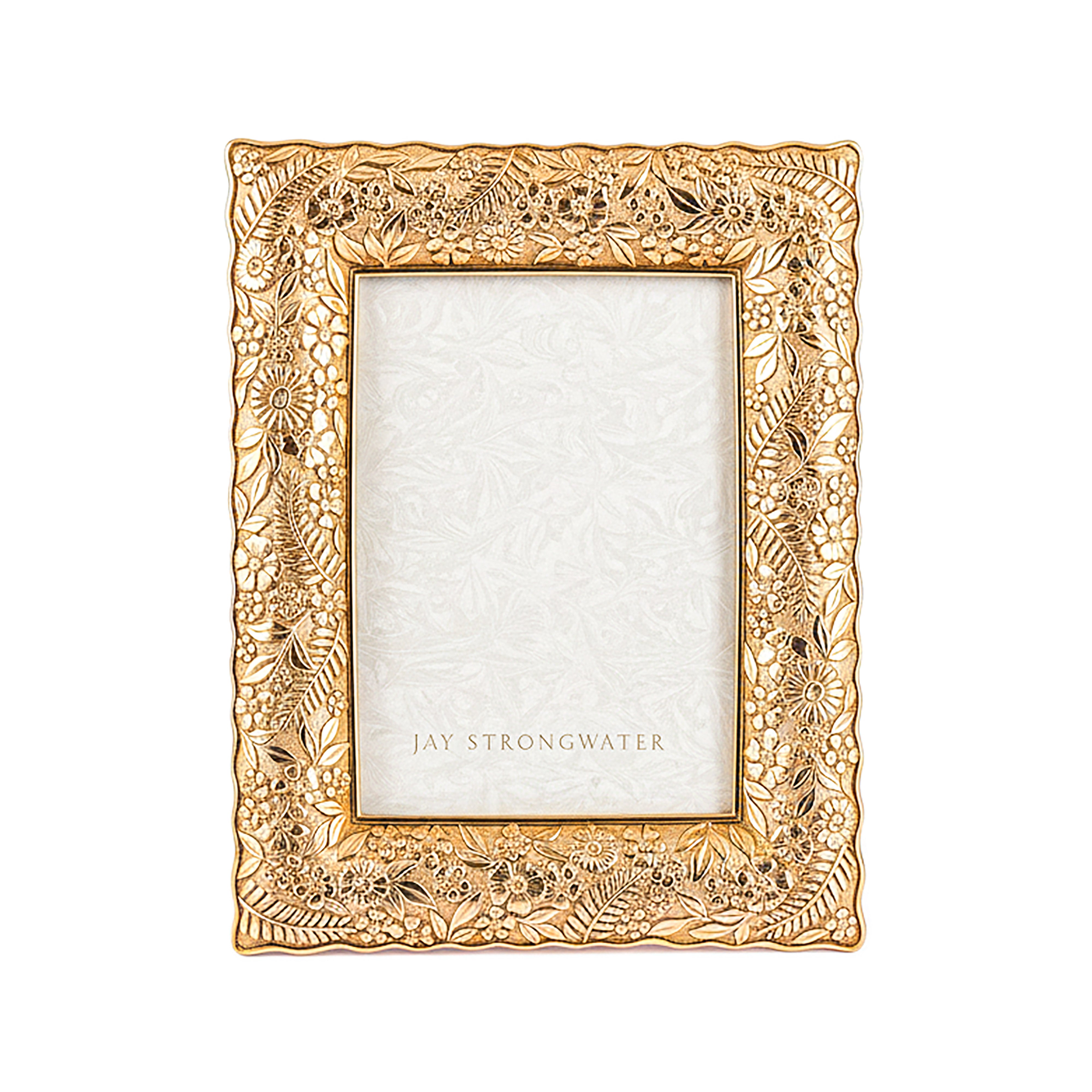 Jay Strongwater. Katerina Ruffle Edge Floral Frame -
Square Shape and Gilded