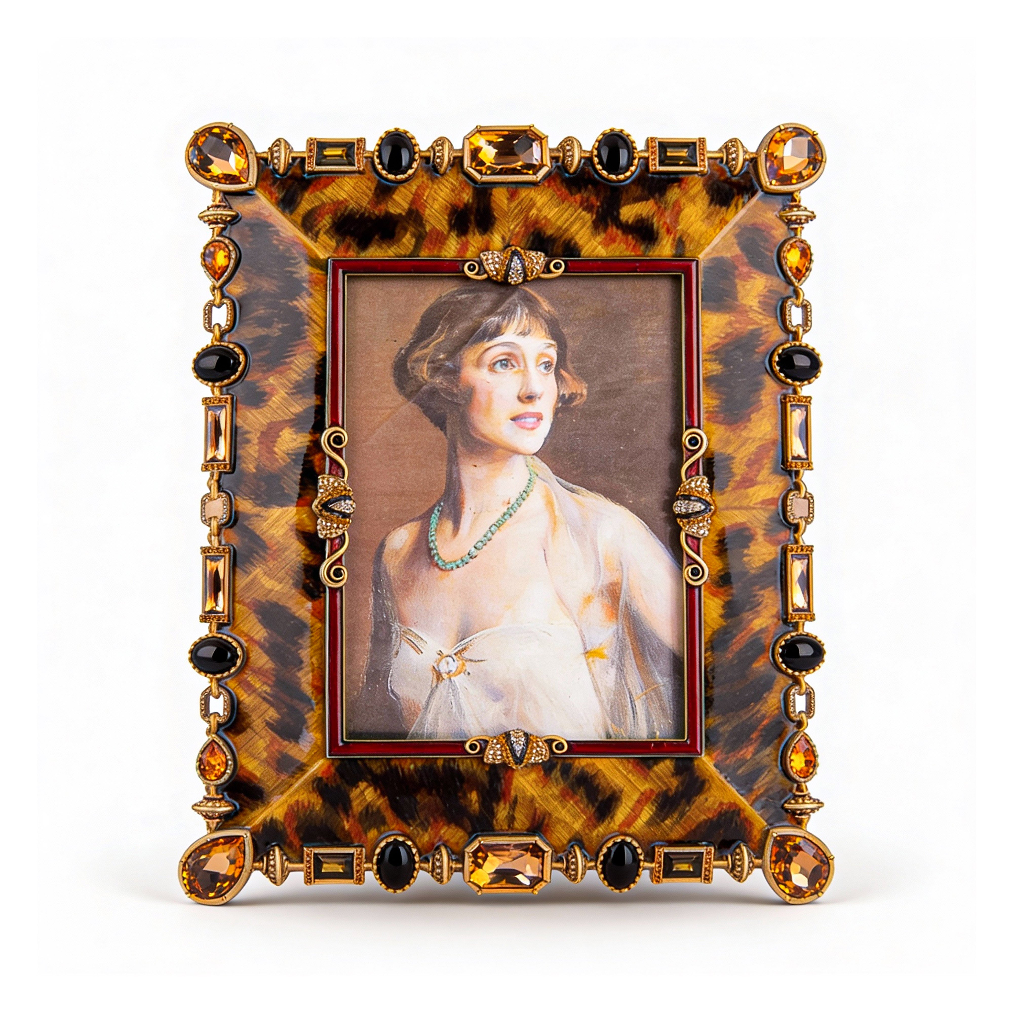 Jay Strongwater. Leopard Print Photo Frame Studded with Swarovski