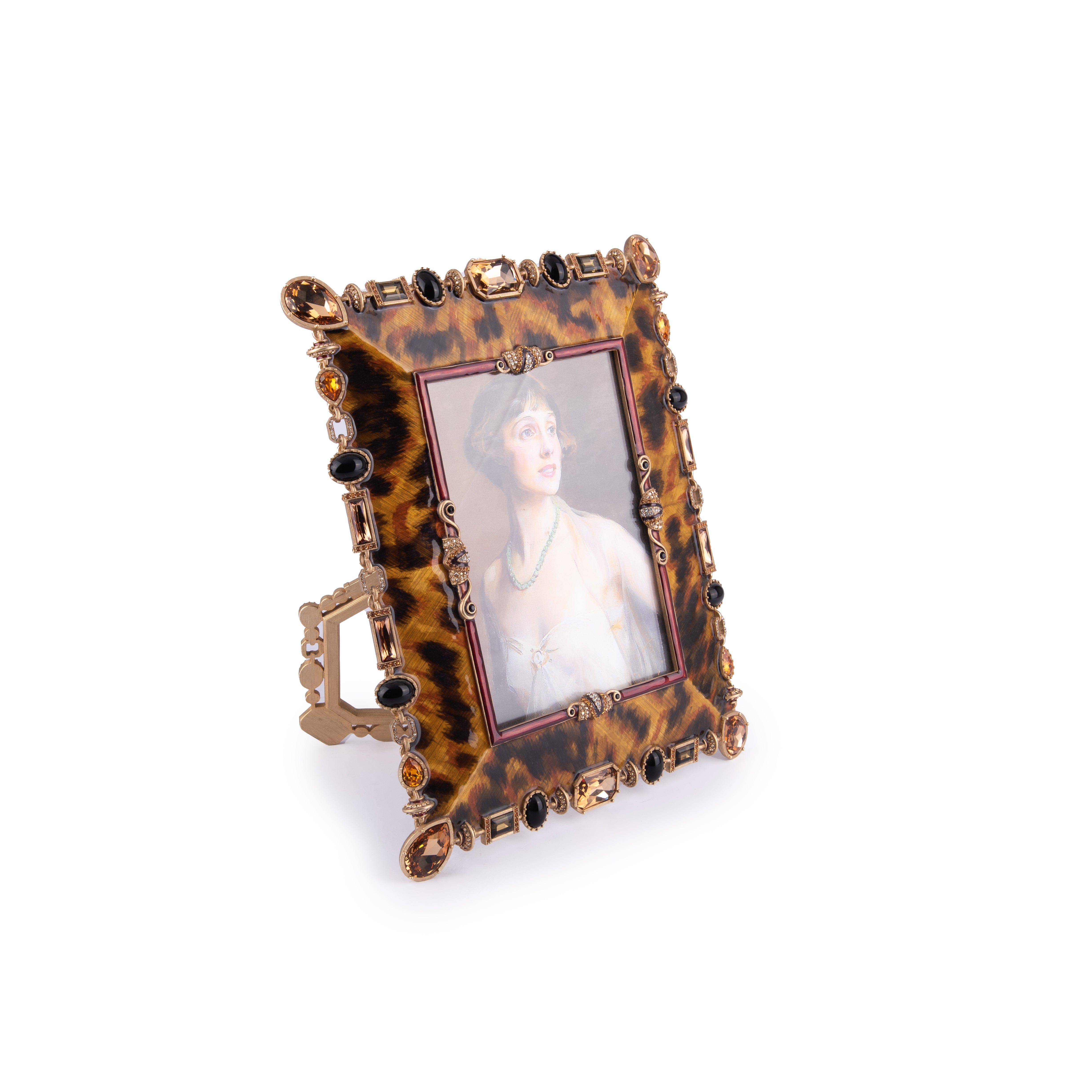 Jay Strongwater. Leopard Print Photo Frame Studded with Swarovski