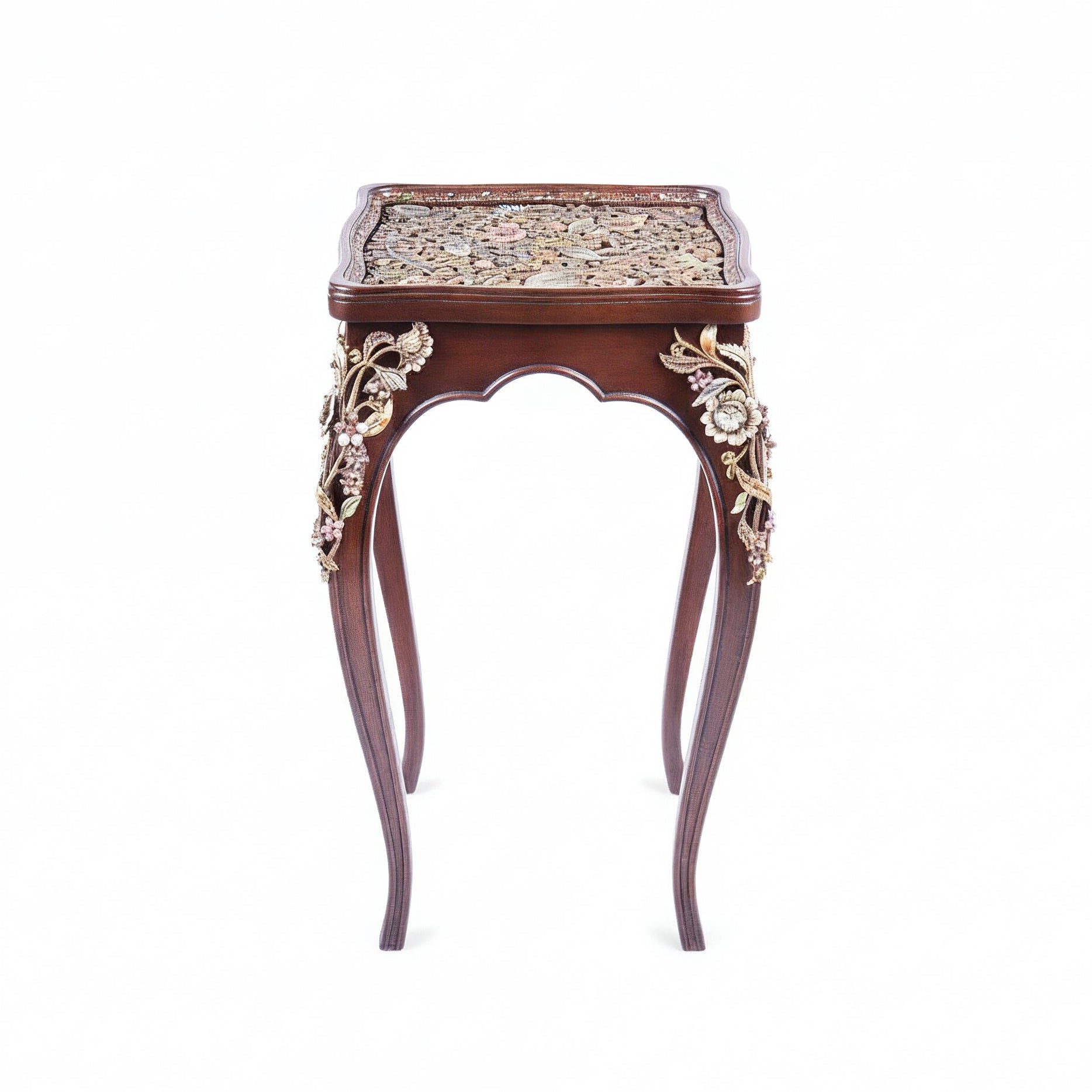 Jay Strongwater. Vine and Floral Accent Wooden Side Table Studded with Swarovski