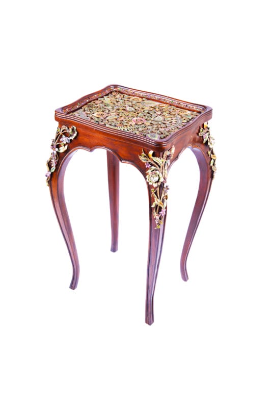 Jay Strongwater. Vine and Floral Accent Wooden Side Table Studded with Swarovski