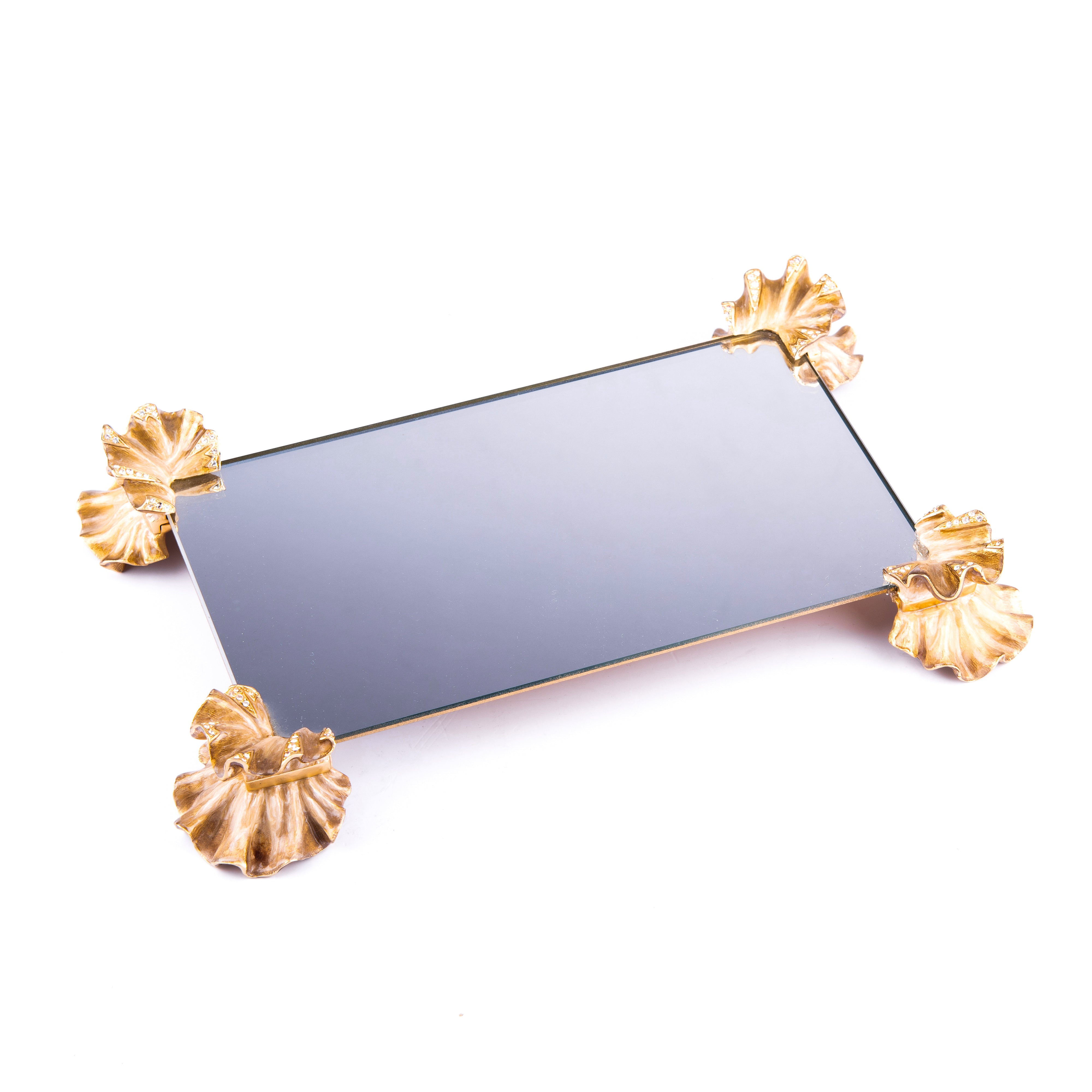 Jay Strongwater. Naomi Ruffled Blush Tea Towel Holder Studded with Swarovski