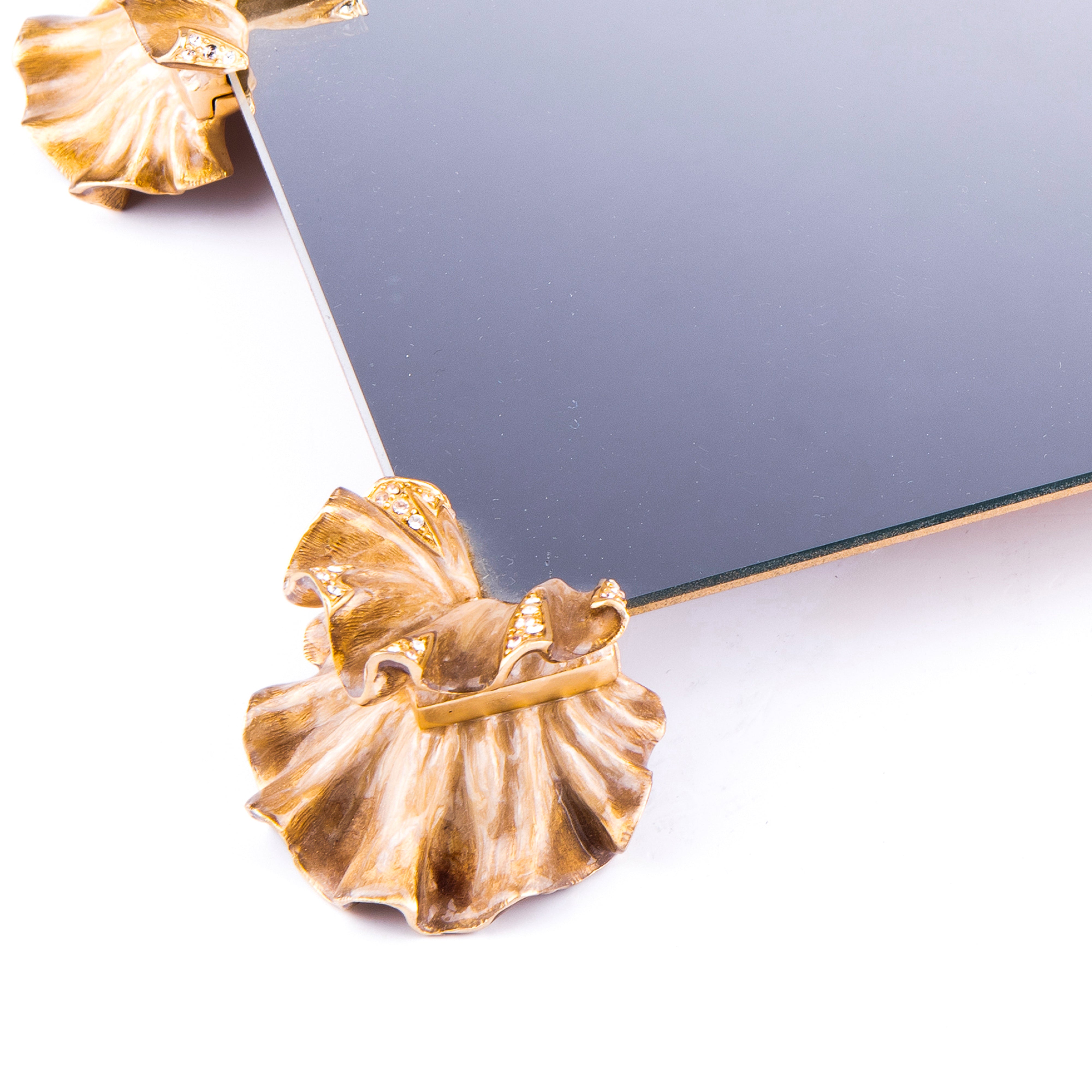 Jay Strongwater. Naomi Ruffled Blush Tea Towel Holder Studded with Swarovski