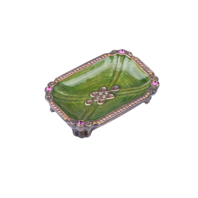 Jay Strongwater. Green Jewellery Tray Studded with Swarovski. Small Size