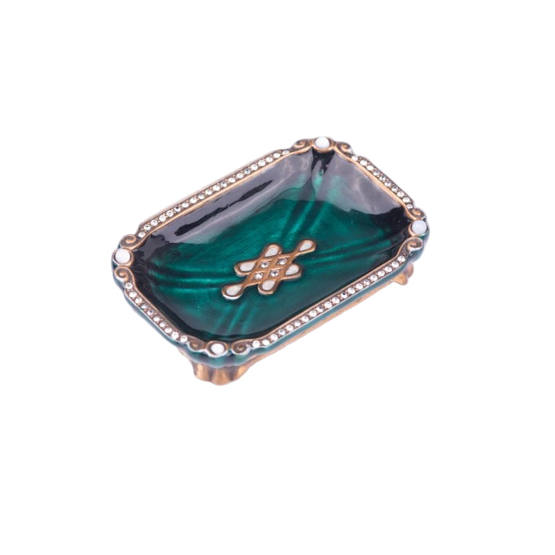 Jay Strongwater. Emerald Green Jewellery Tray Studded with Swarovski. Small Size