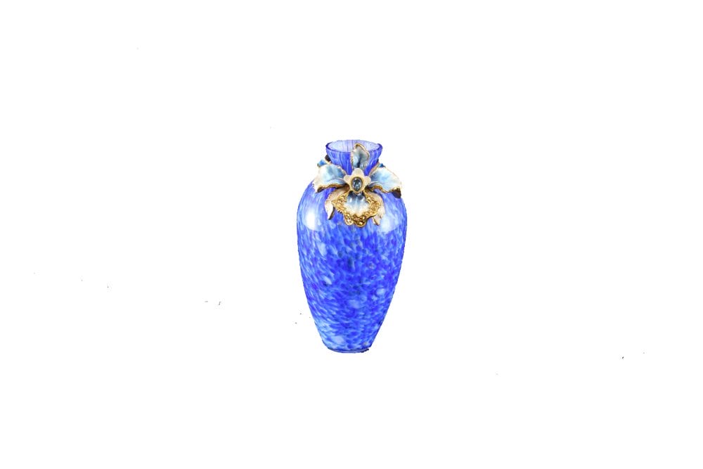 Jay Strongwater. Audra Orchid Mini- Blue Glass Vase Studded with Swarovski