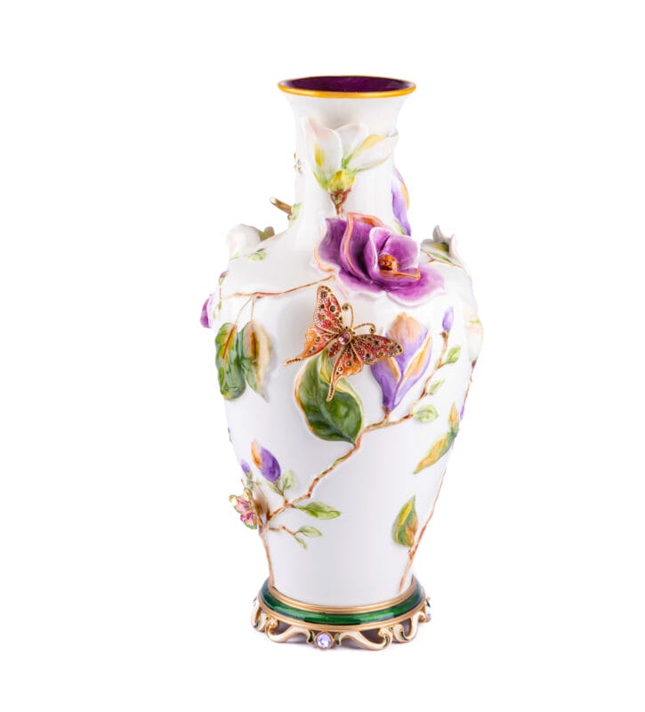 Jay Strongwater. Magnolia Vase, Gilded and Studded with Swarovski
