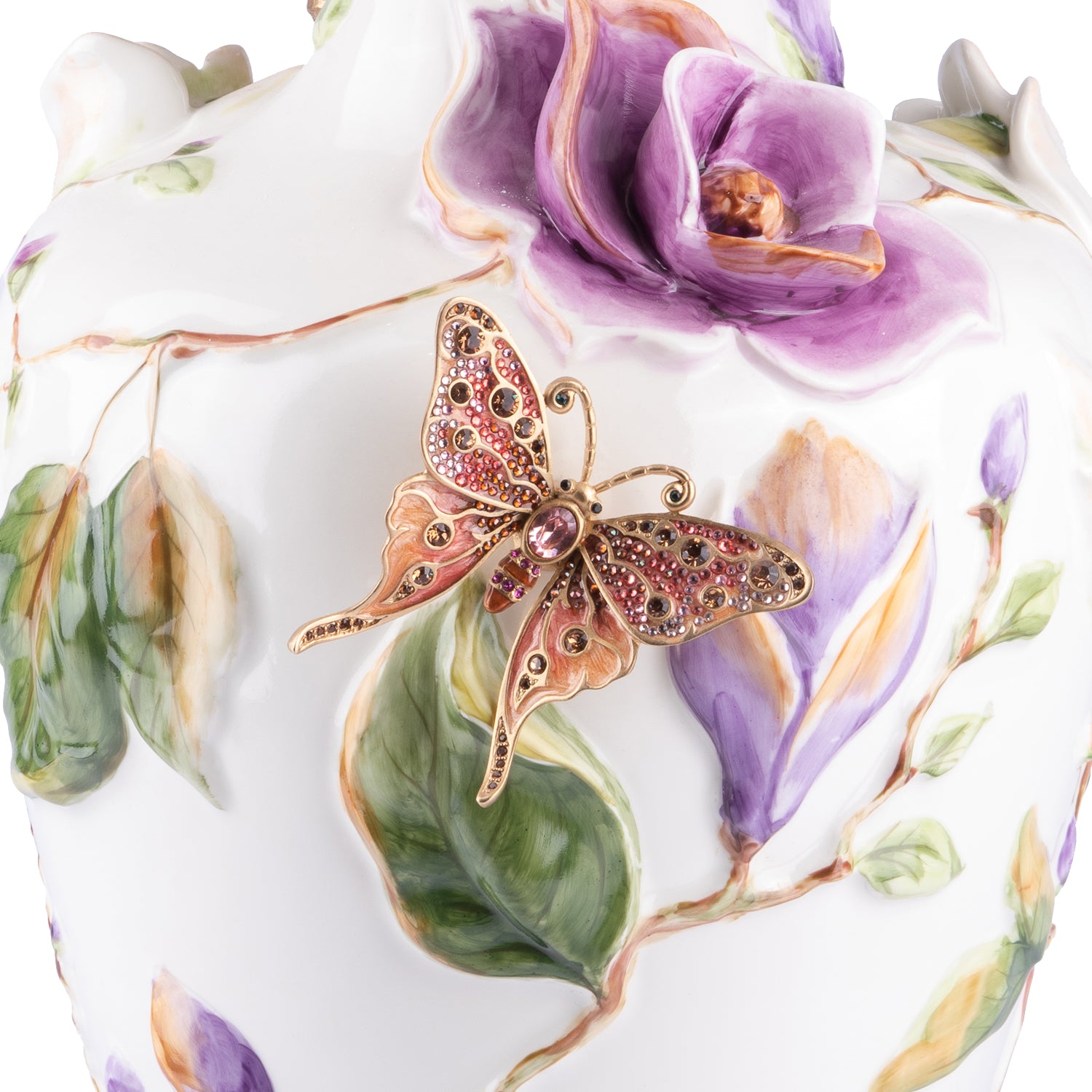 Jay Strongwater. Magnolia Vase, Gilded and Studded with Swarovski