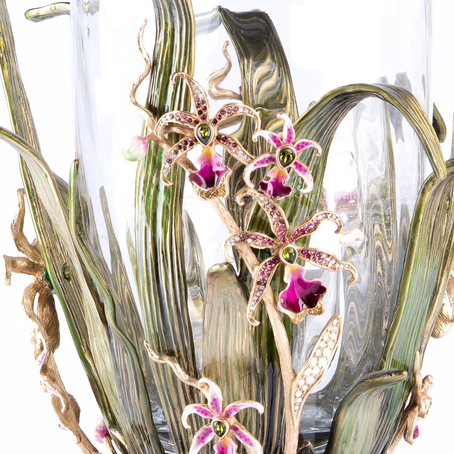 Jay Strongwater. Valerie Orchid Vase, Gilded and Studded with Swarovski