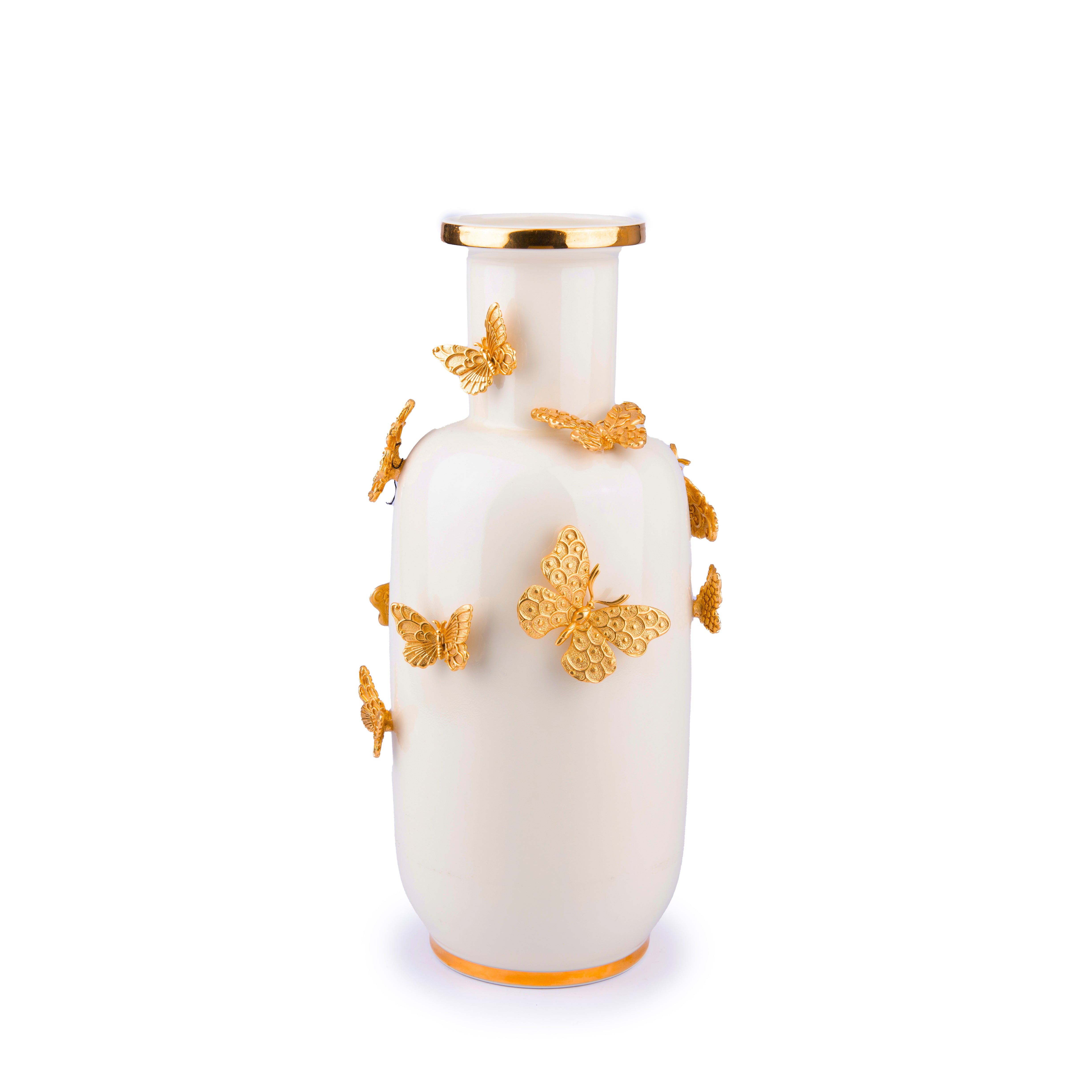 Jay Strongwater. Heather Gilded Butterfly Vase